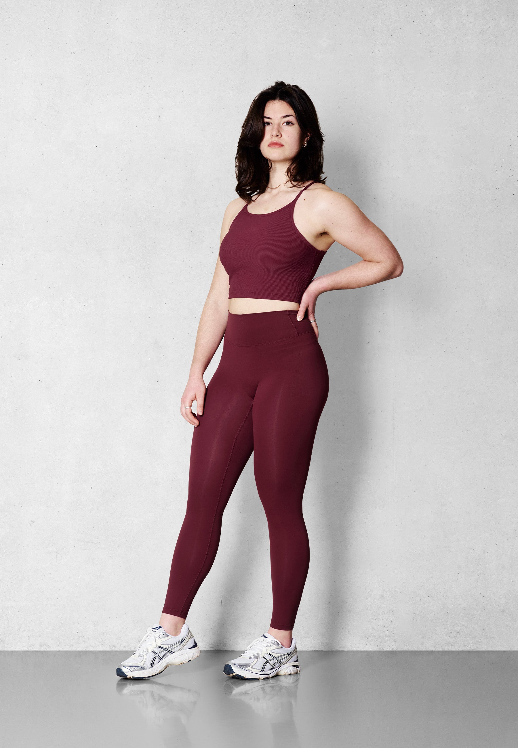 Ribbed High Neck Bra - Merlot