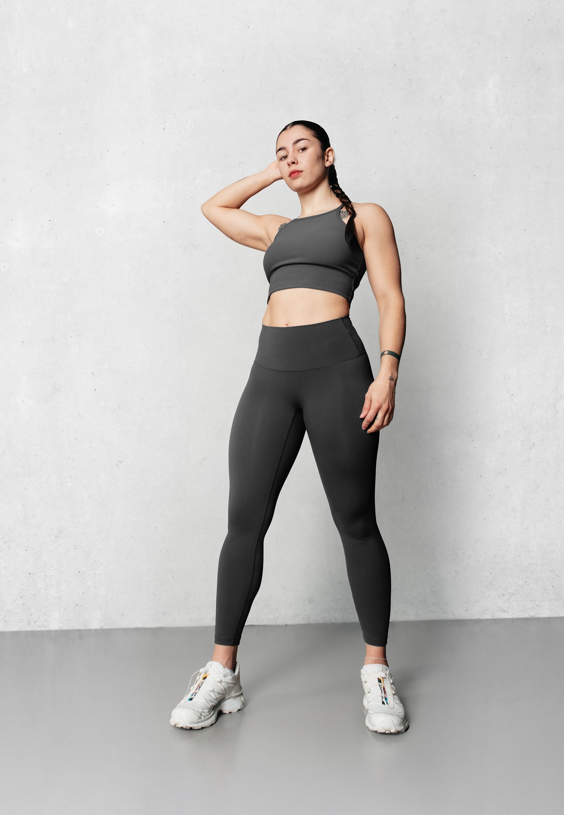 Ribbed High Neck Bra - Nordic Grey