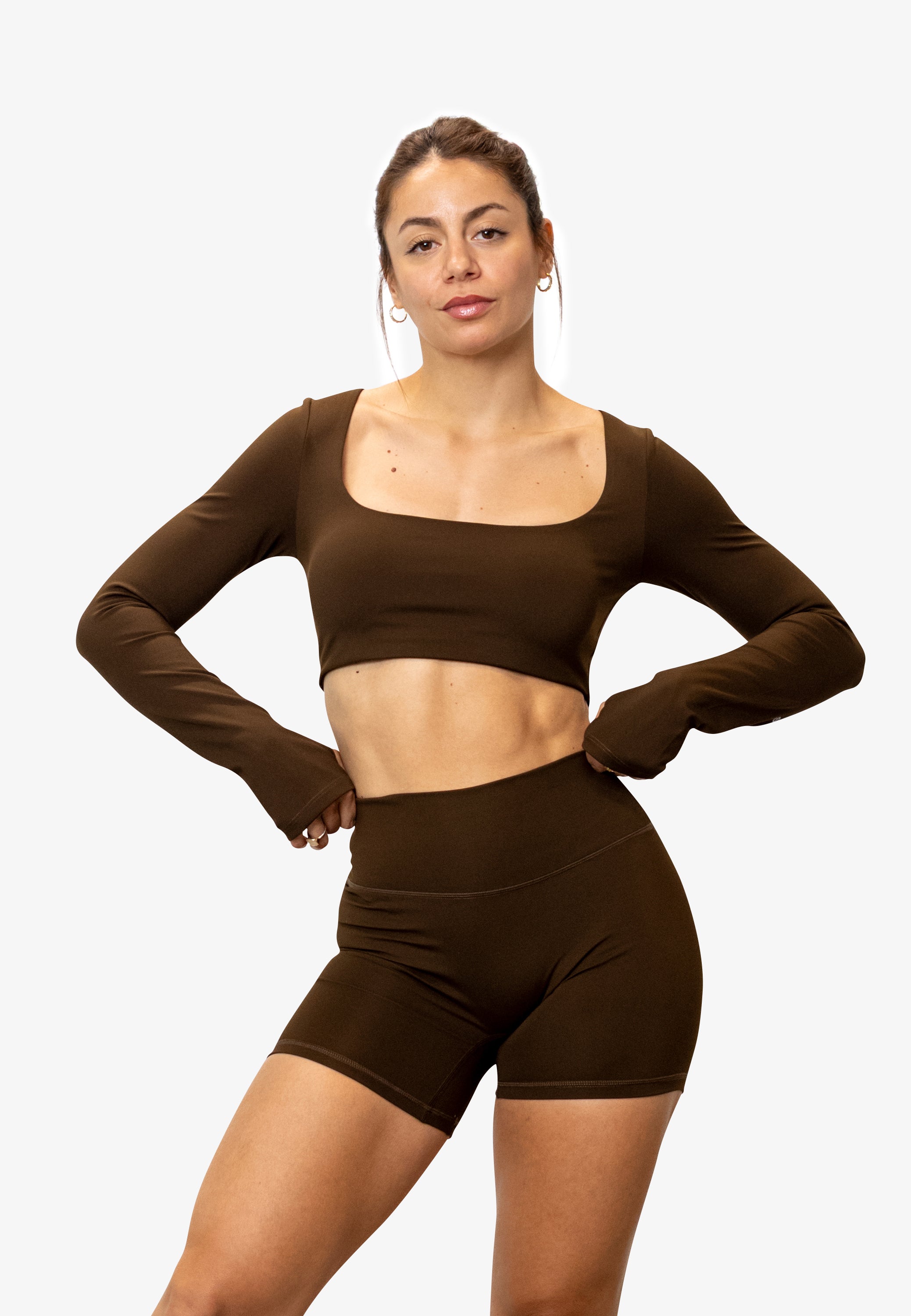 Cropped Long Sleeve - Brown Khaki