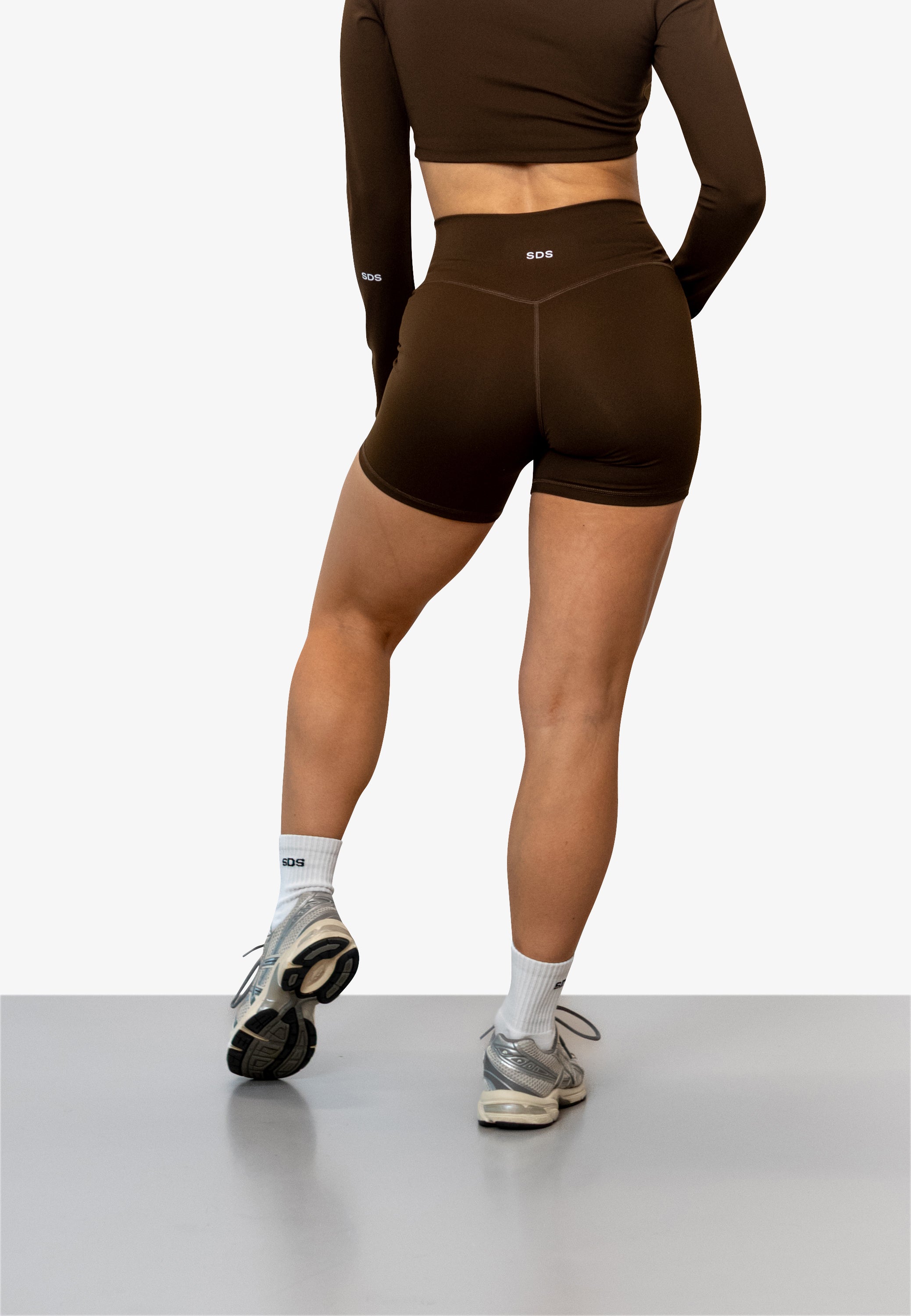 Mid Length Booty Shorts - Brown Khaki