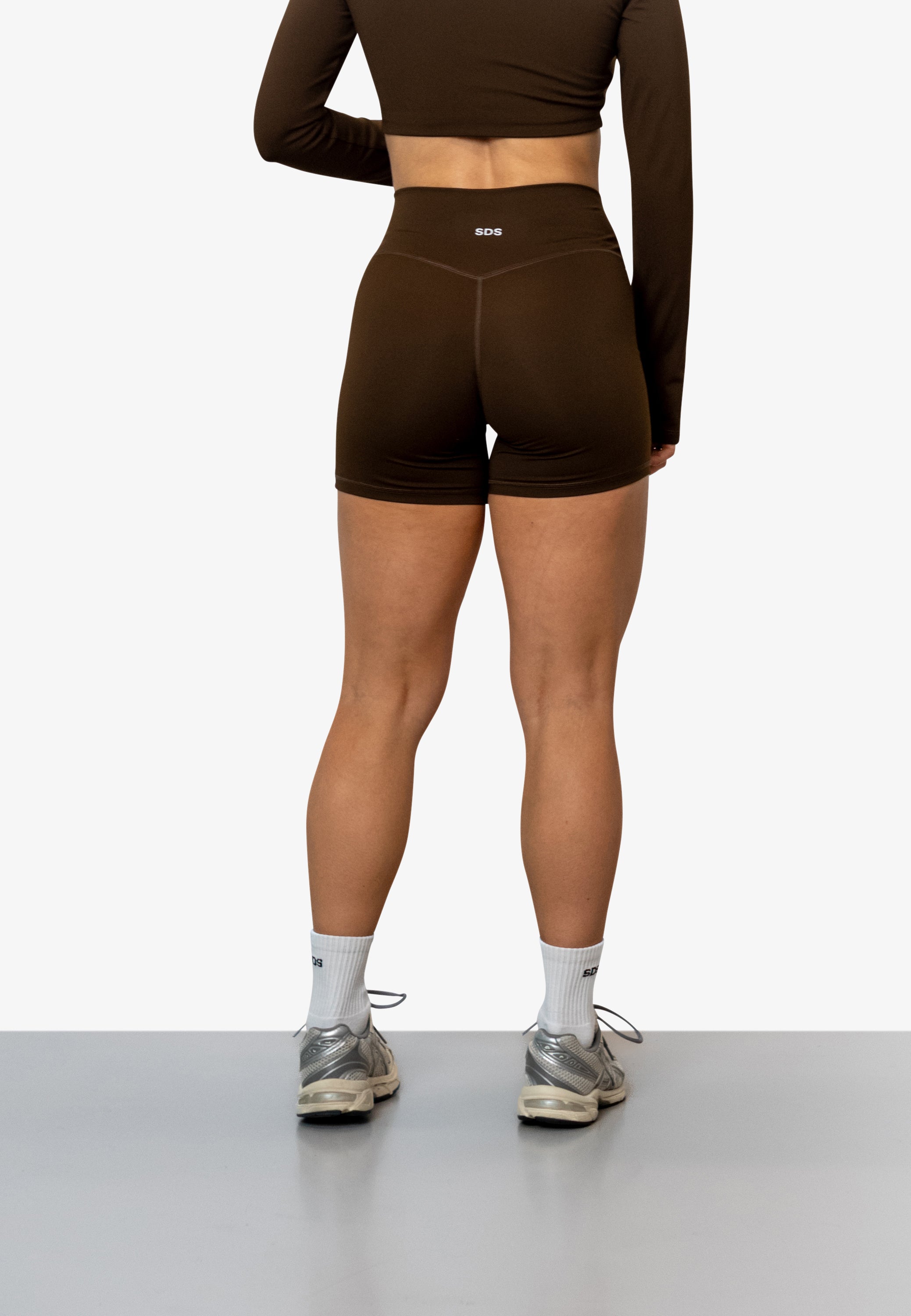 Mid Length Booty Shorts - Brown Khaki