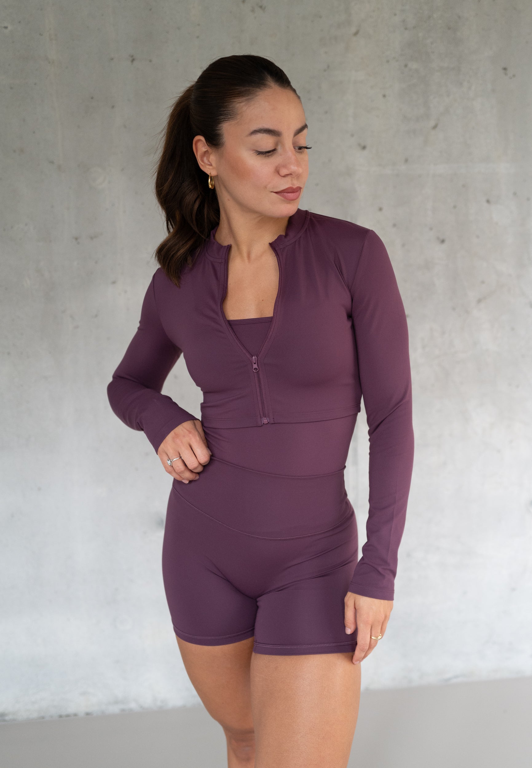 Active Zip Jacket Cropped - Deep Berry