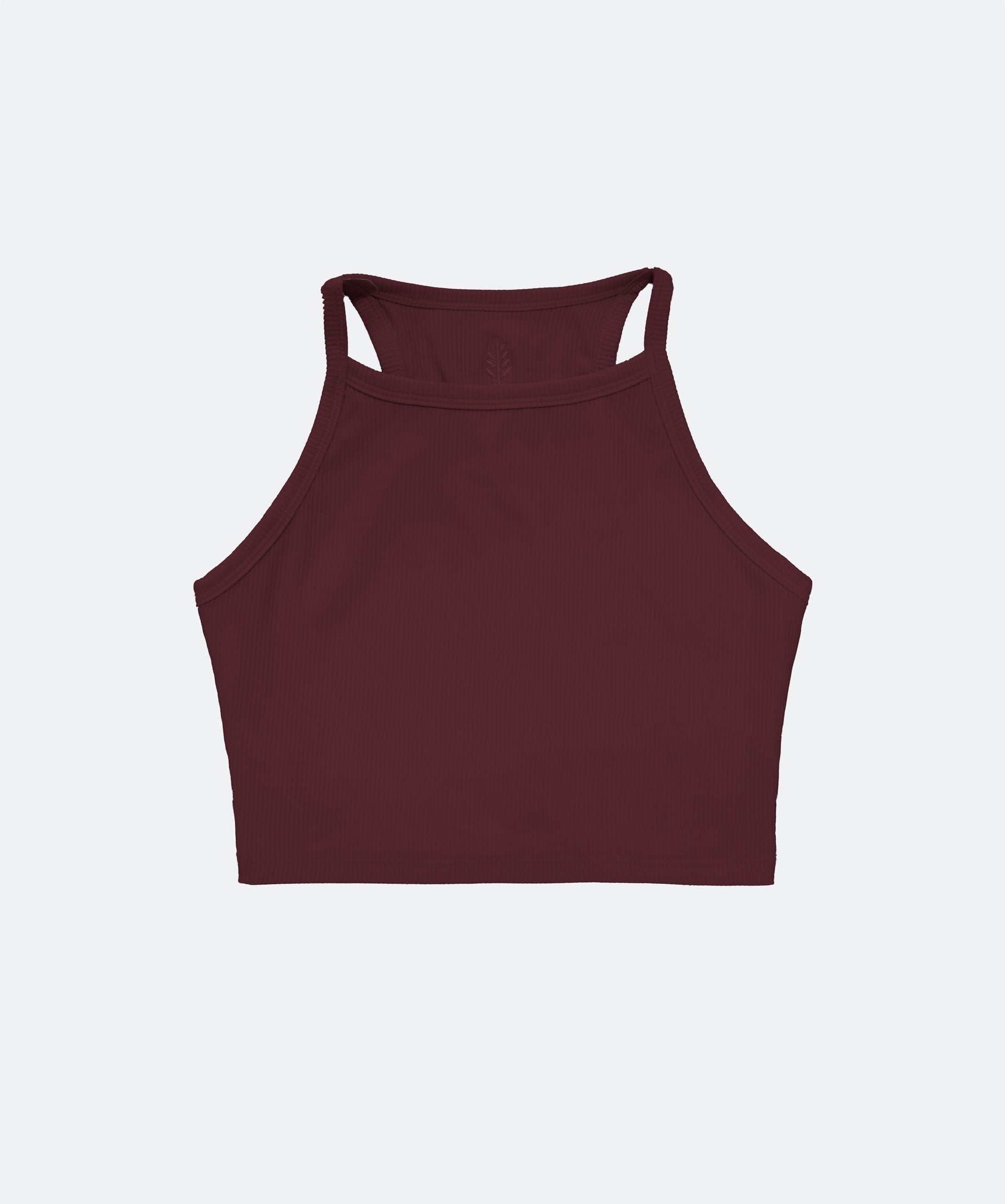 Ribbed High Neck Bra - Merlot