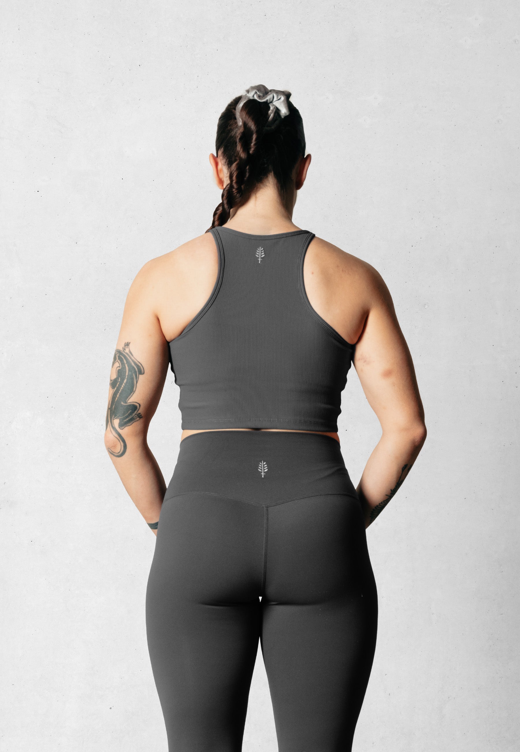 Ribbed High Neck Bra - Nordic Grey