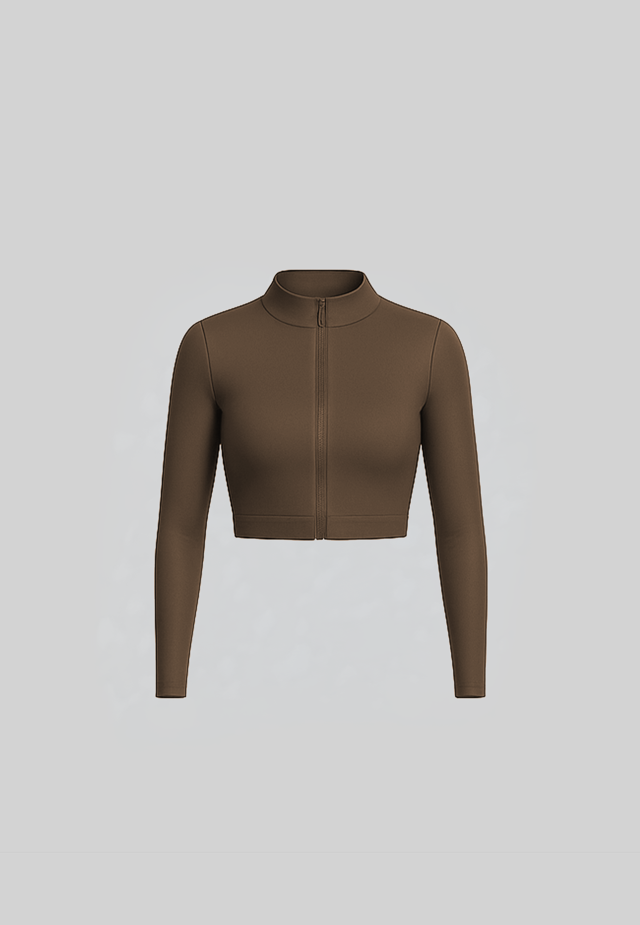 Active Zip Jacket Cropped - Light Brown Khaki