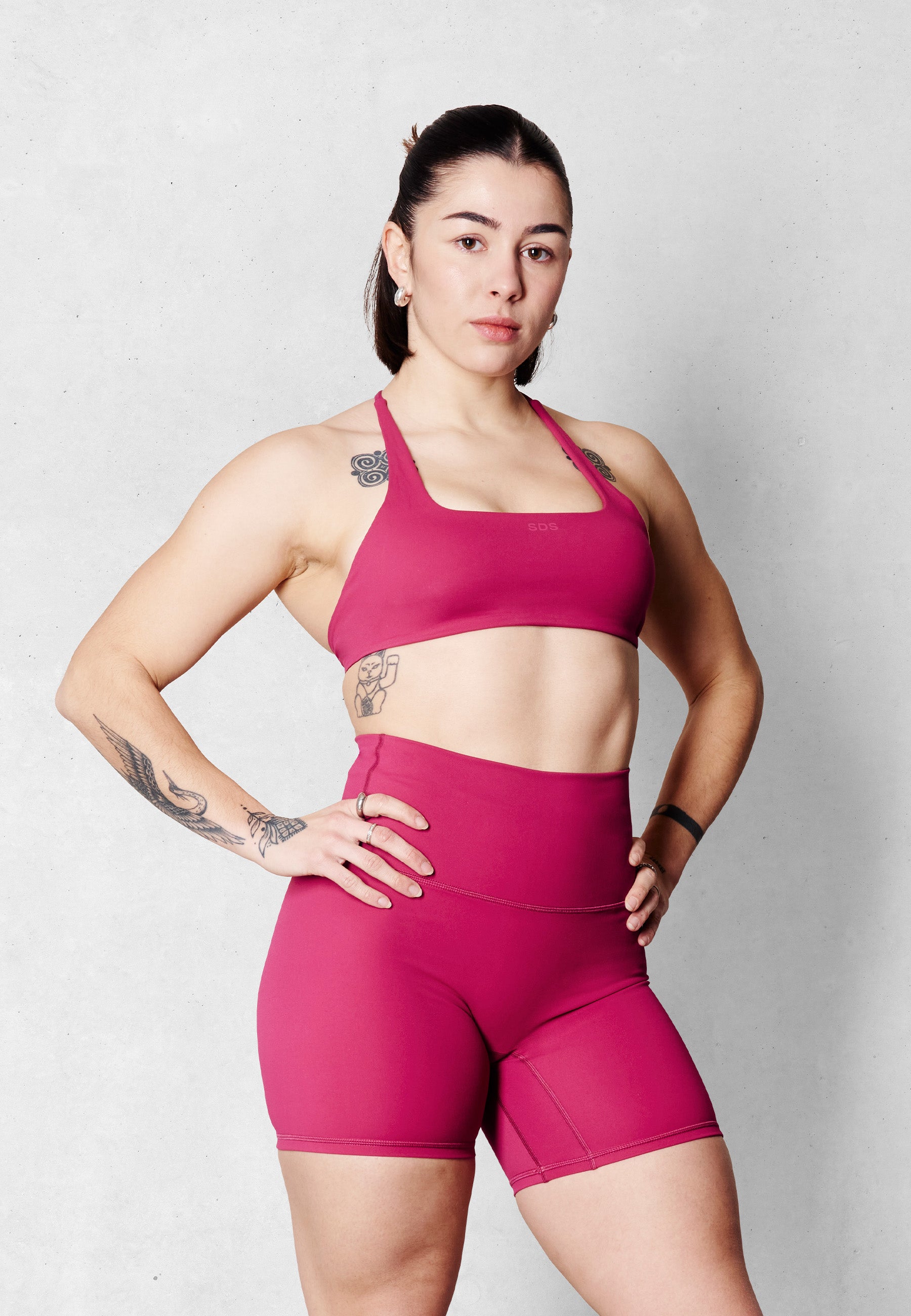 Biker Shorts mid length V3 - Berry Blossom