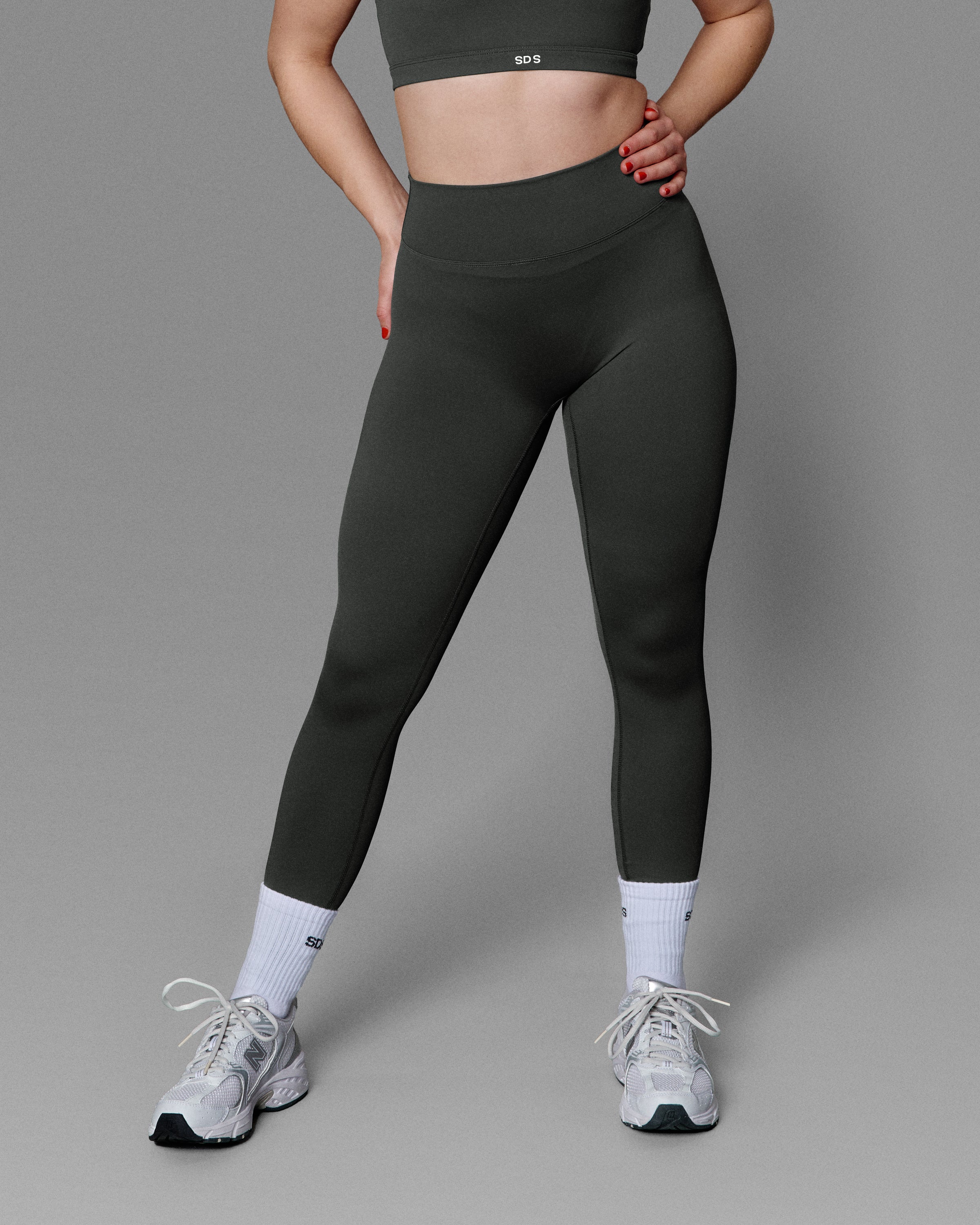 Luxe Tights- Full Length- Impact Fabric - Stone Green