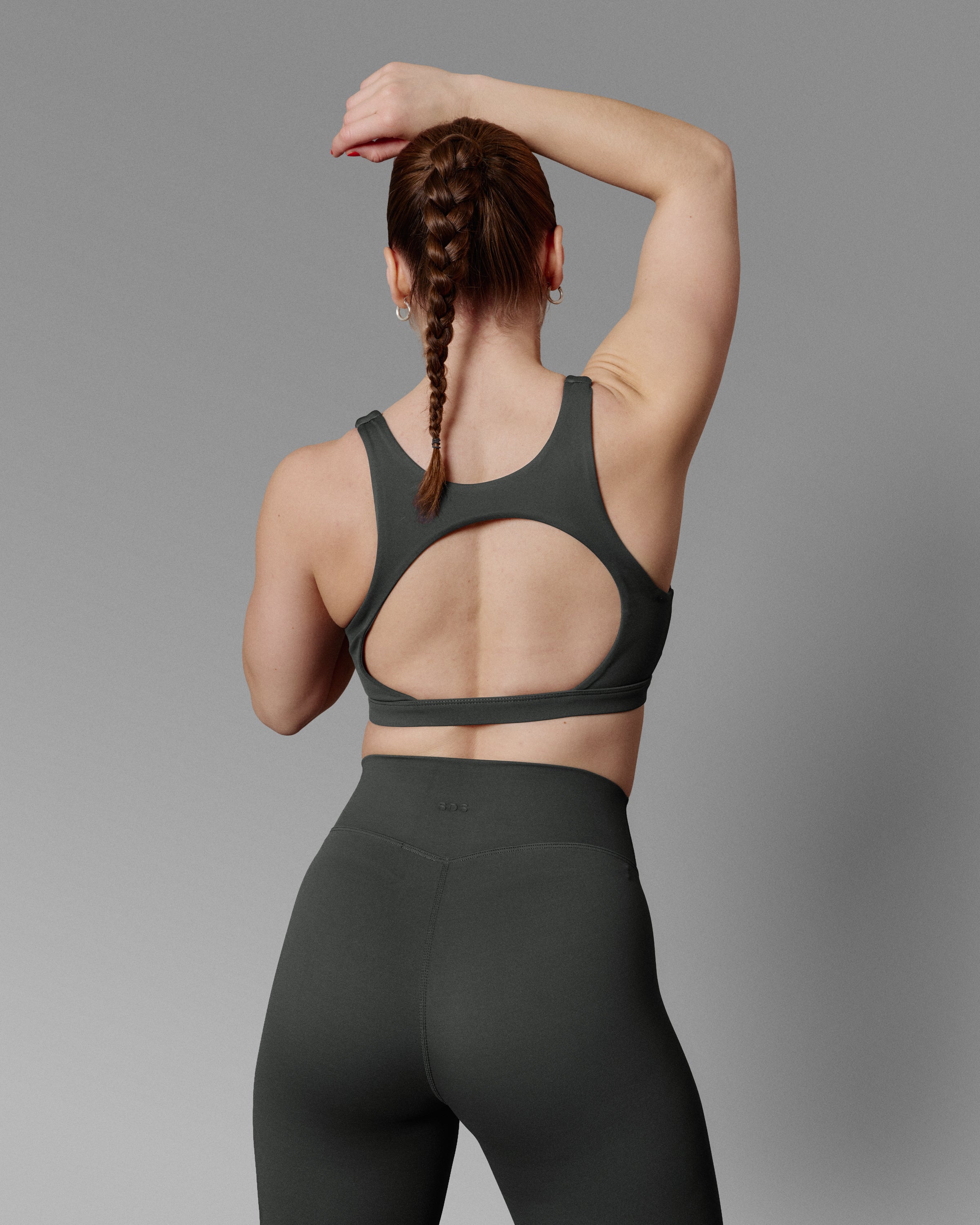 Open Back Bra - Impact - Stone Green