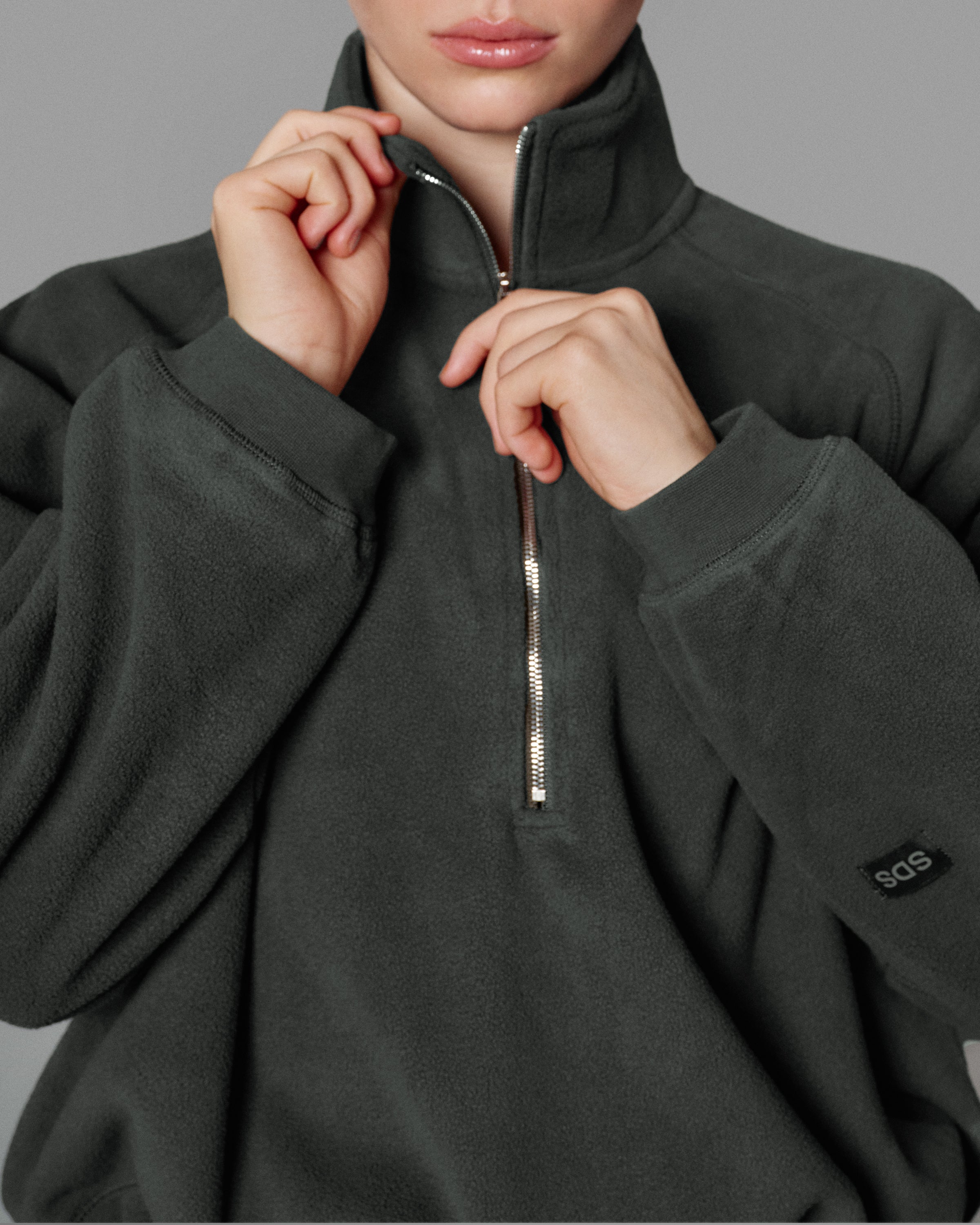 Half Zip Fleece Pullover - Stone Green