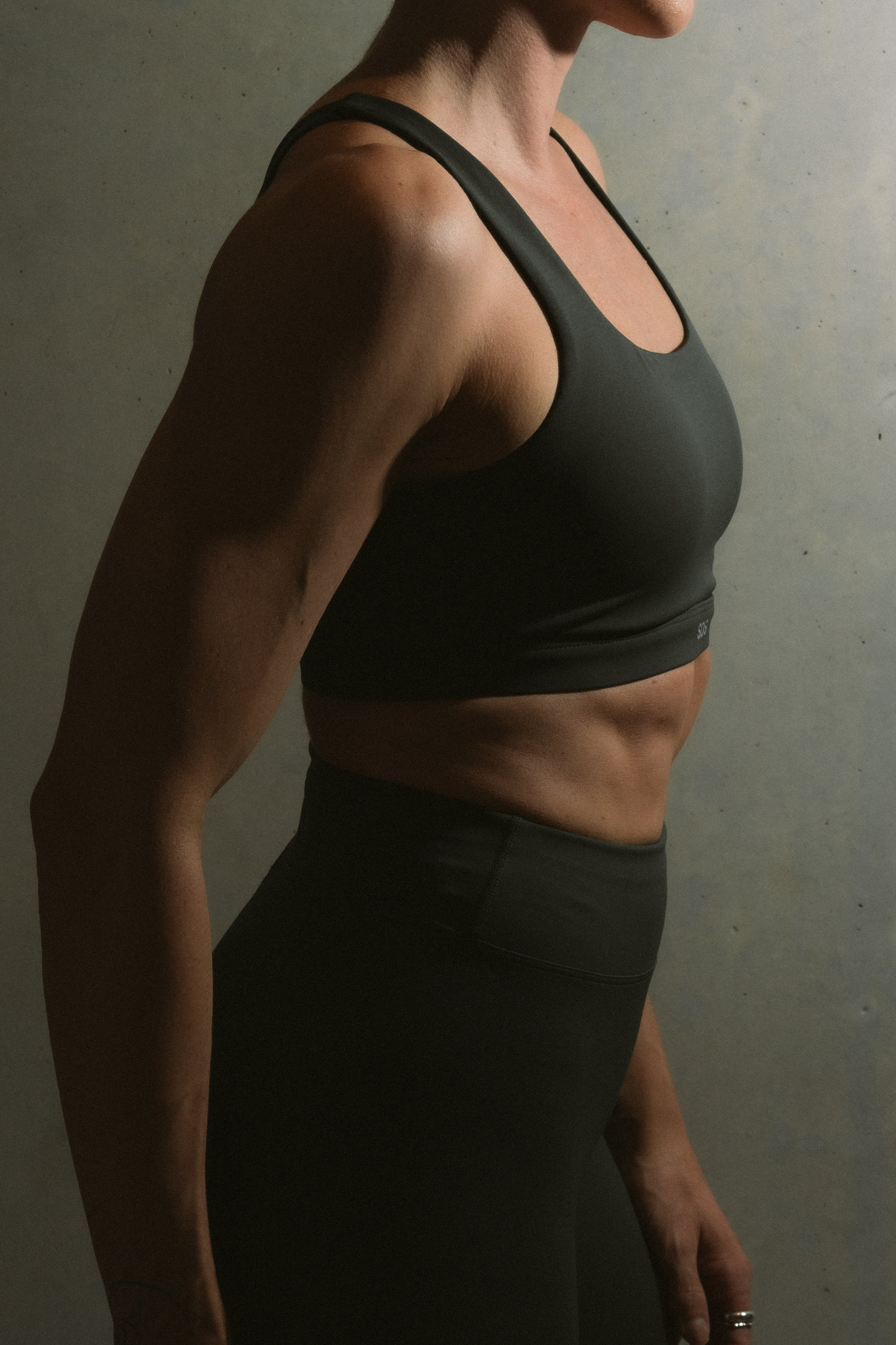 Open Back Bra - Impact - Stone Green