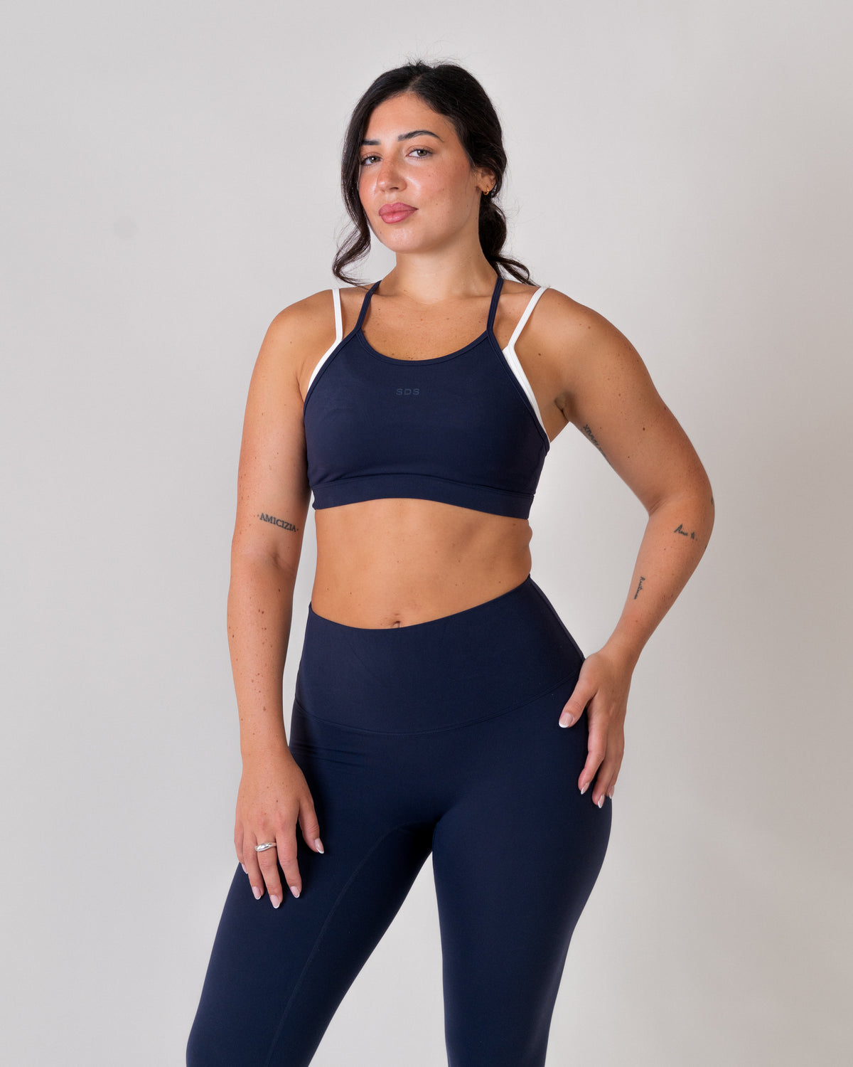Double Layer Racer Back Bra - Navy Blue- White - SculptFlex (Coming Soon)