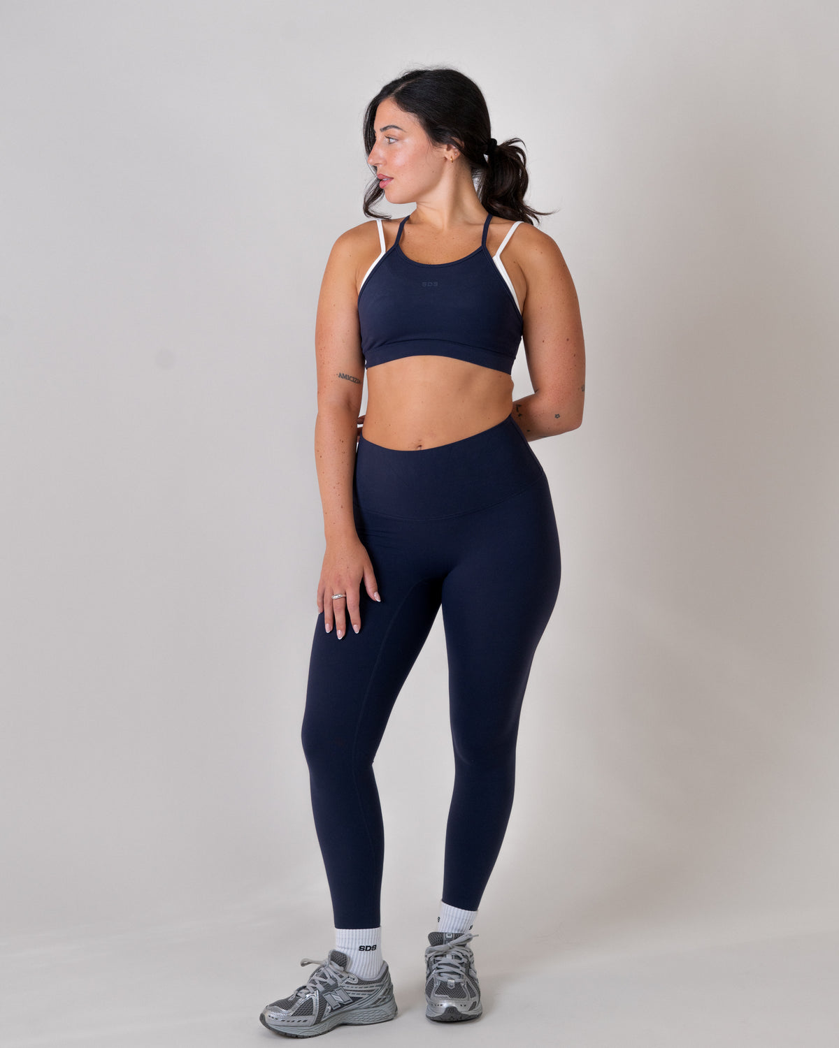 Double Layer Racer Back Bra - Navy Blue- White - SculptFlex (Coming Soon)