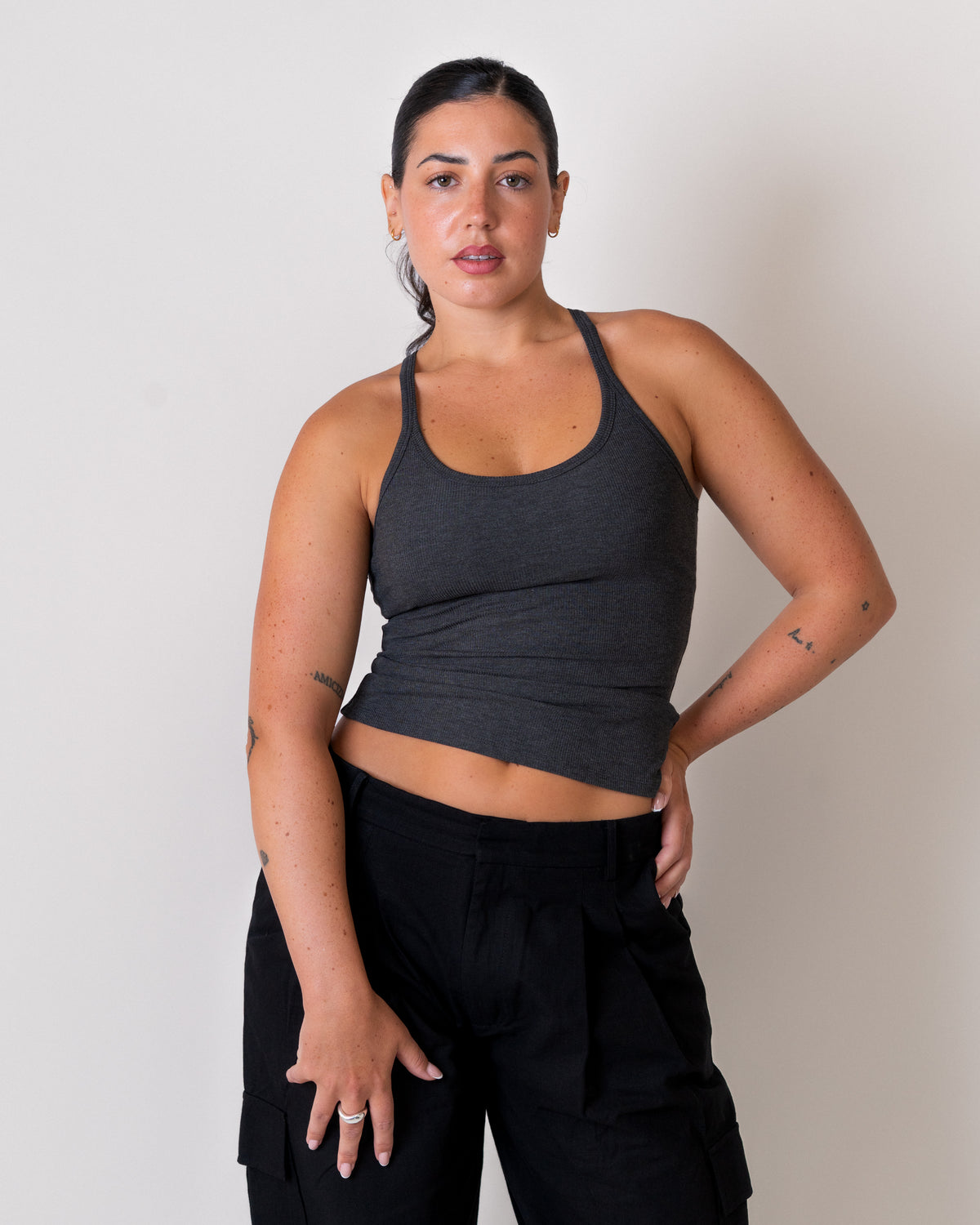 Racer Tank - basis Natural Fiber - Dark Grey