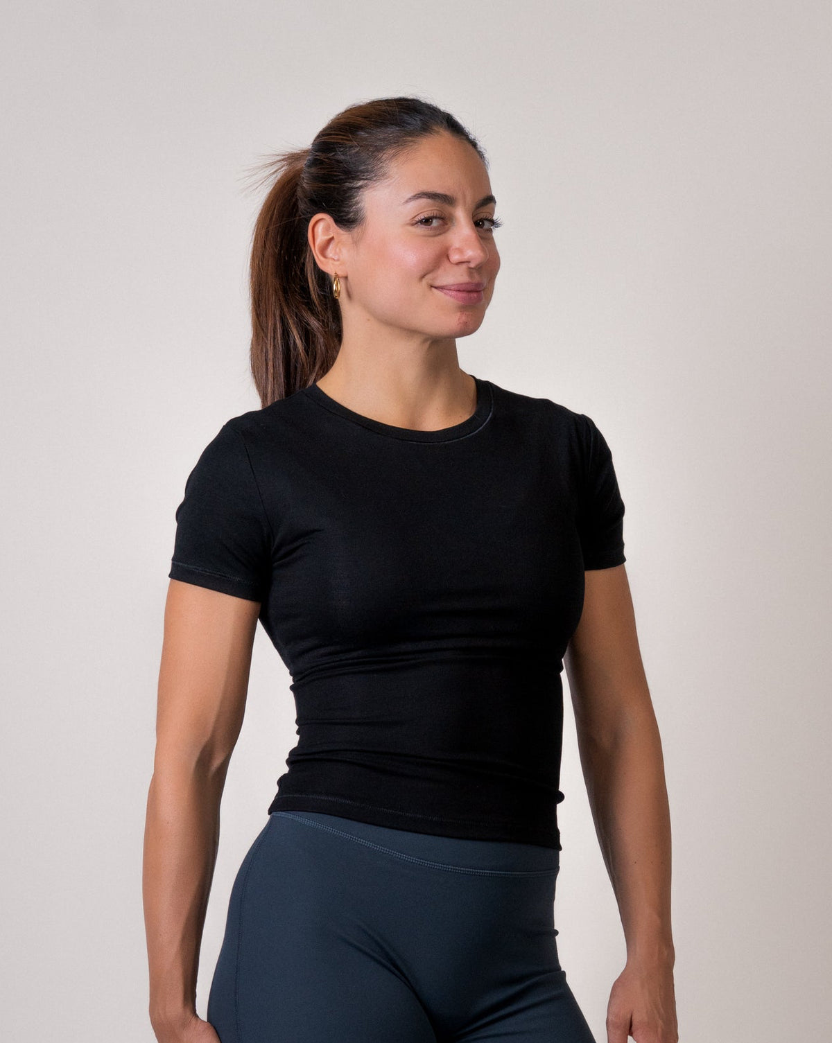Short Sleeve Shirt - basis Lyocell -Black