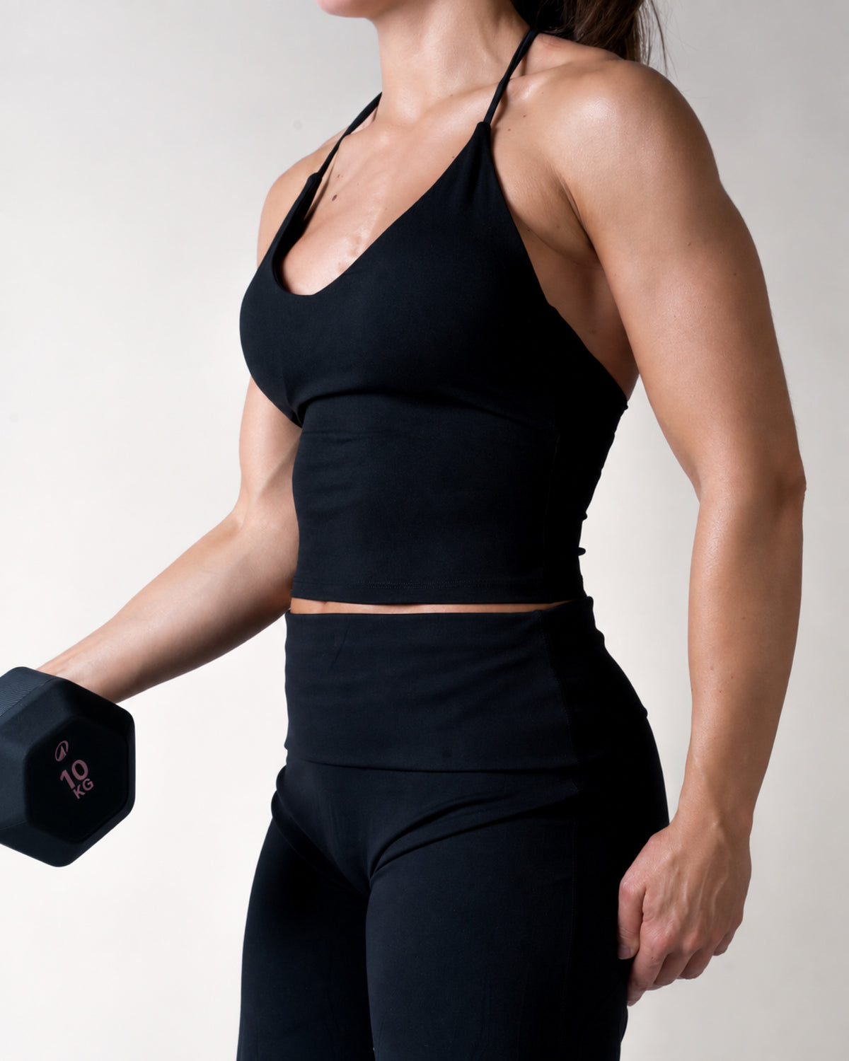 Linear Low Back Top - Built in Bra - Black