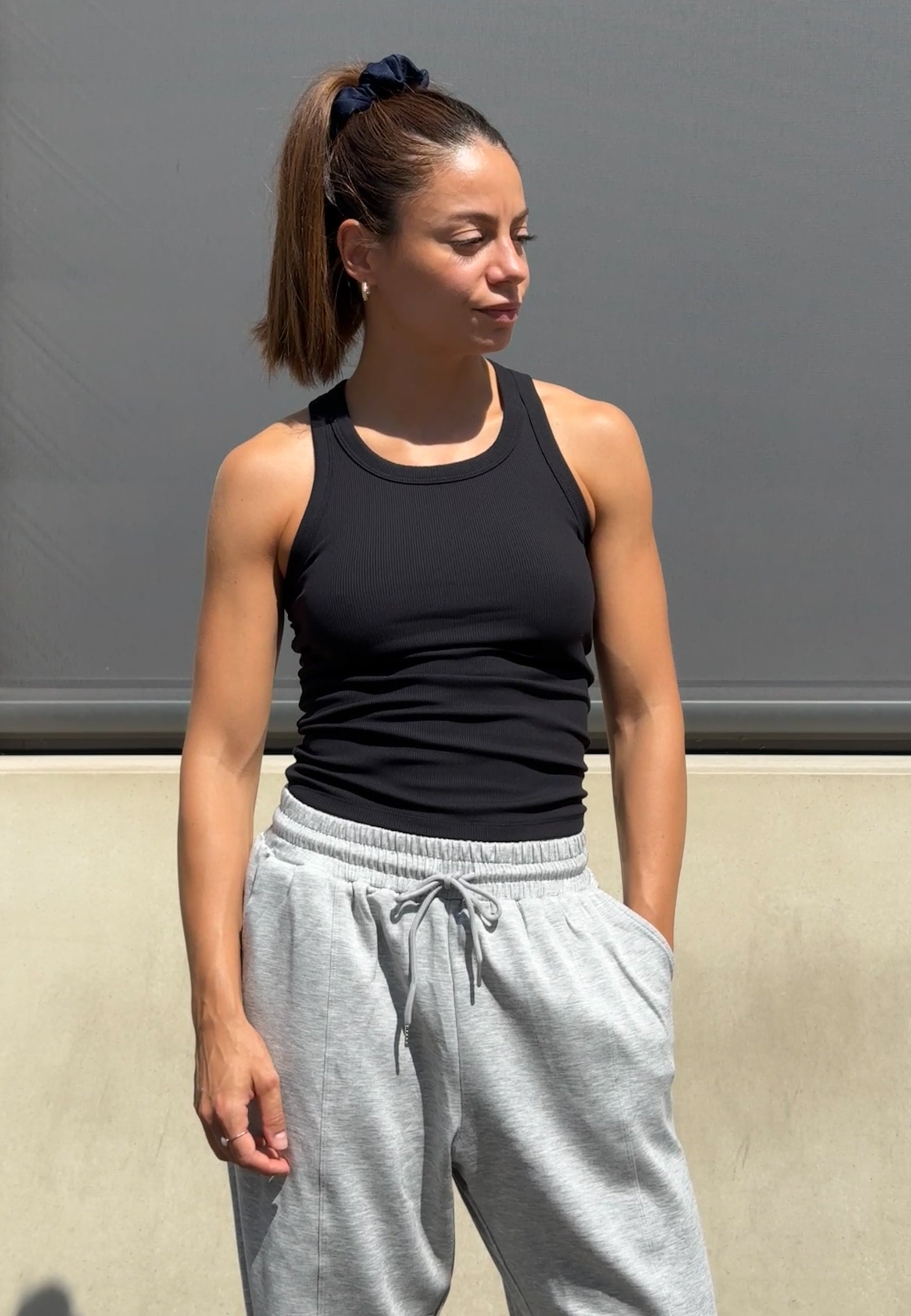 Rib Racer Back Full Length Top - Black