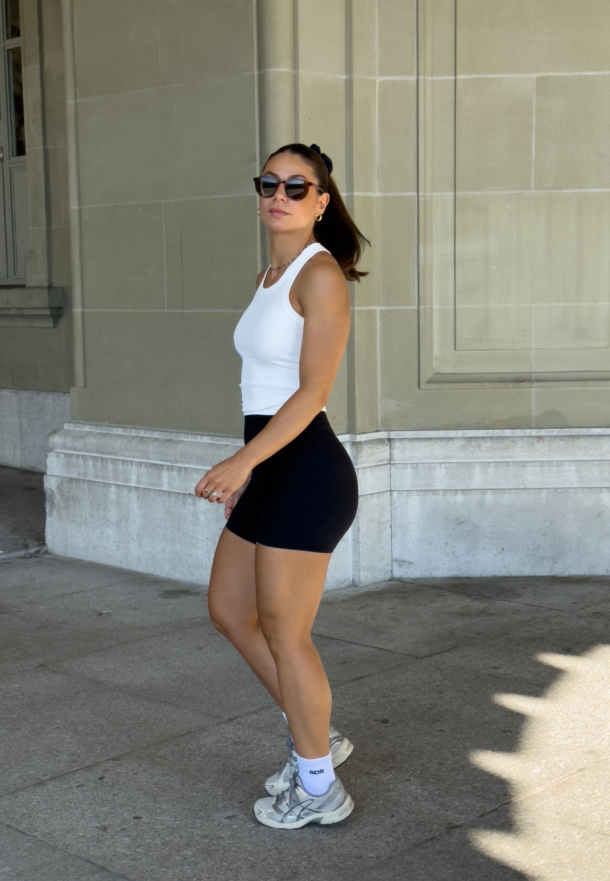 Rib Racer Back Full Length Top - White
