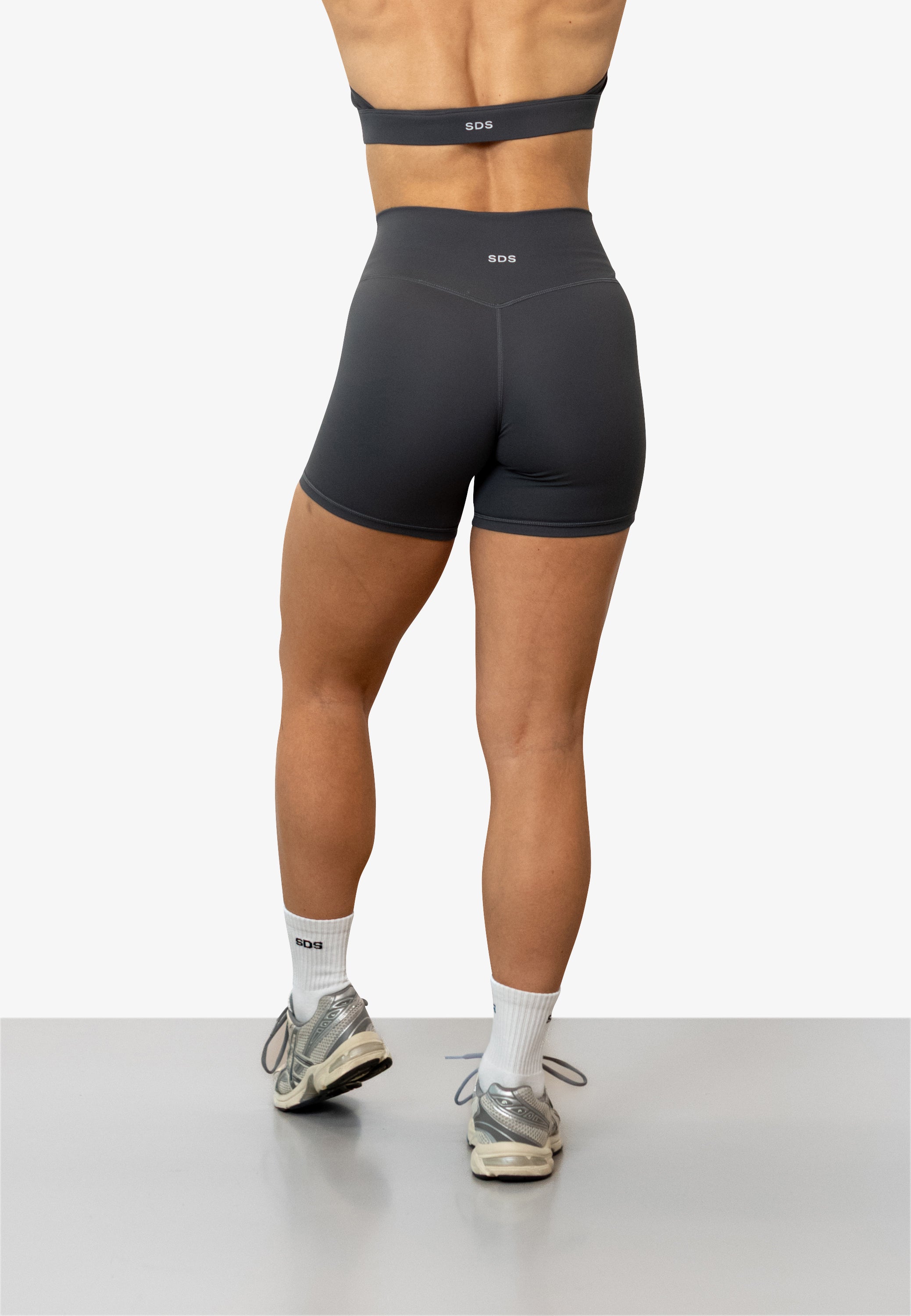 Mid Length Booty Shorts - Stone Grey
