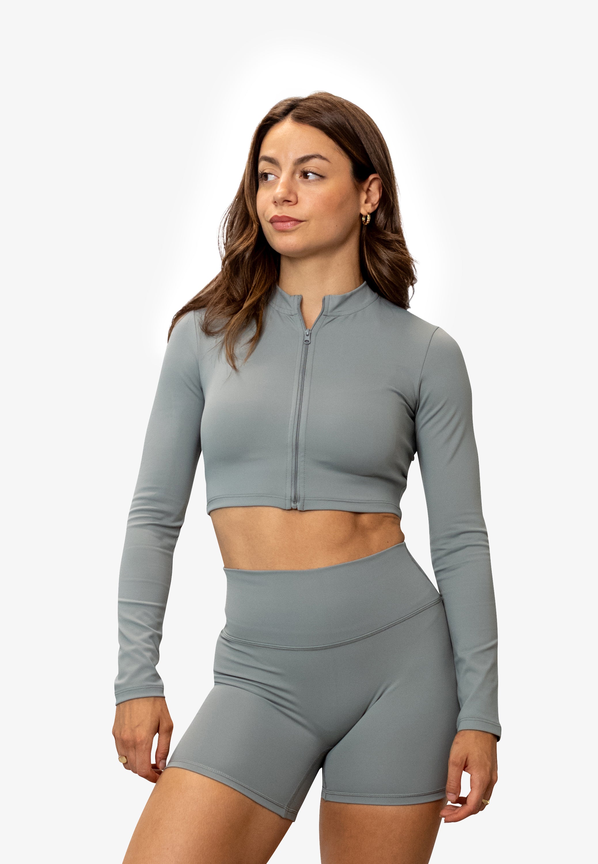 Mid Length Booty Shorts - Light Grey