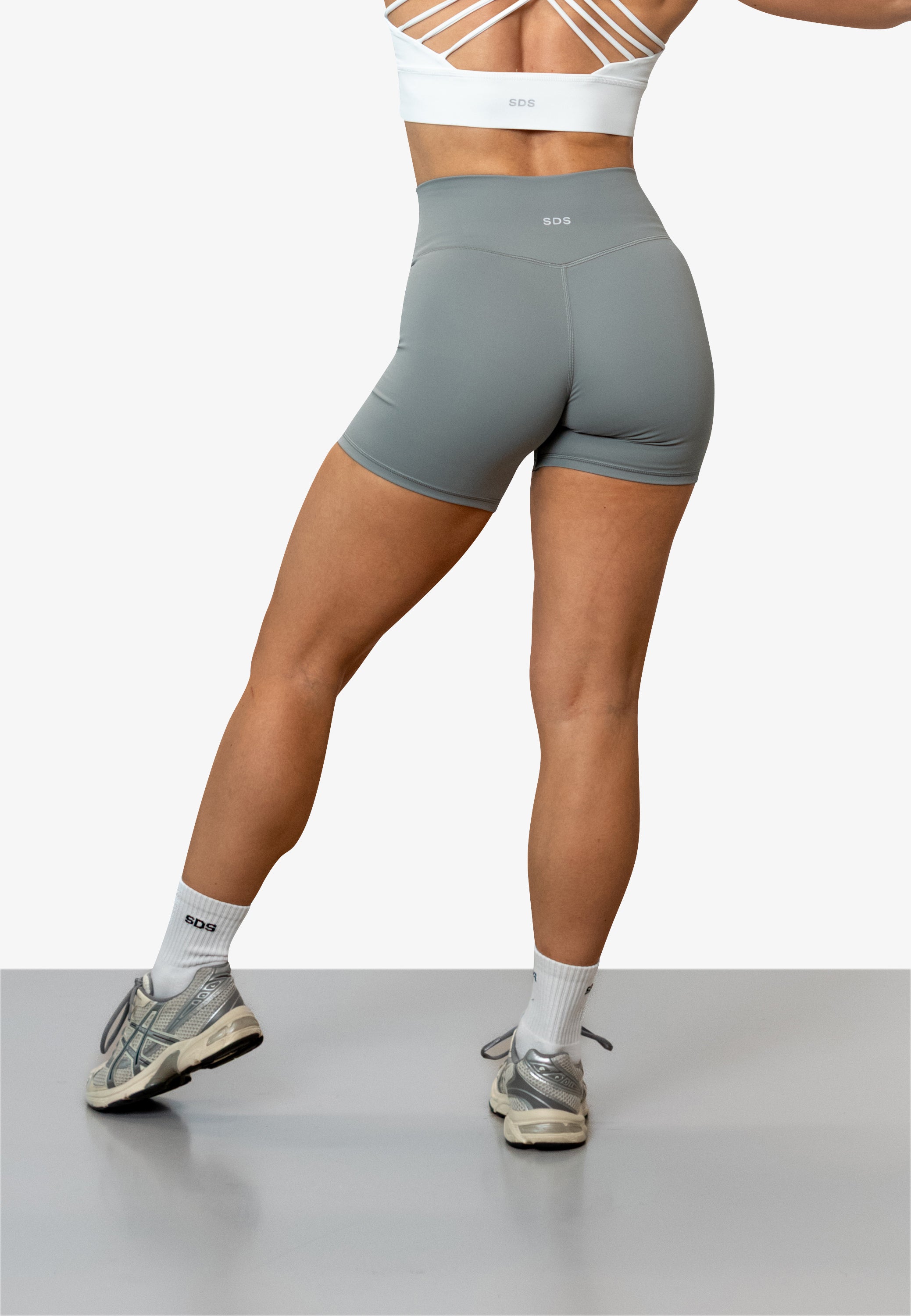 Mid Length Booty Shorts - Light Grey