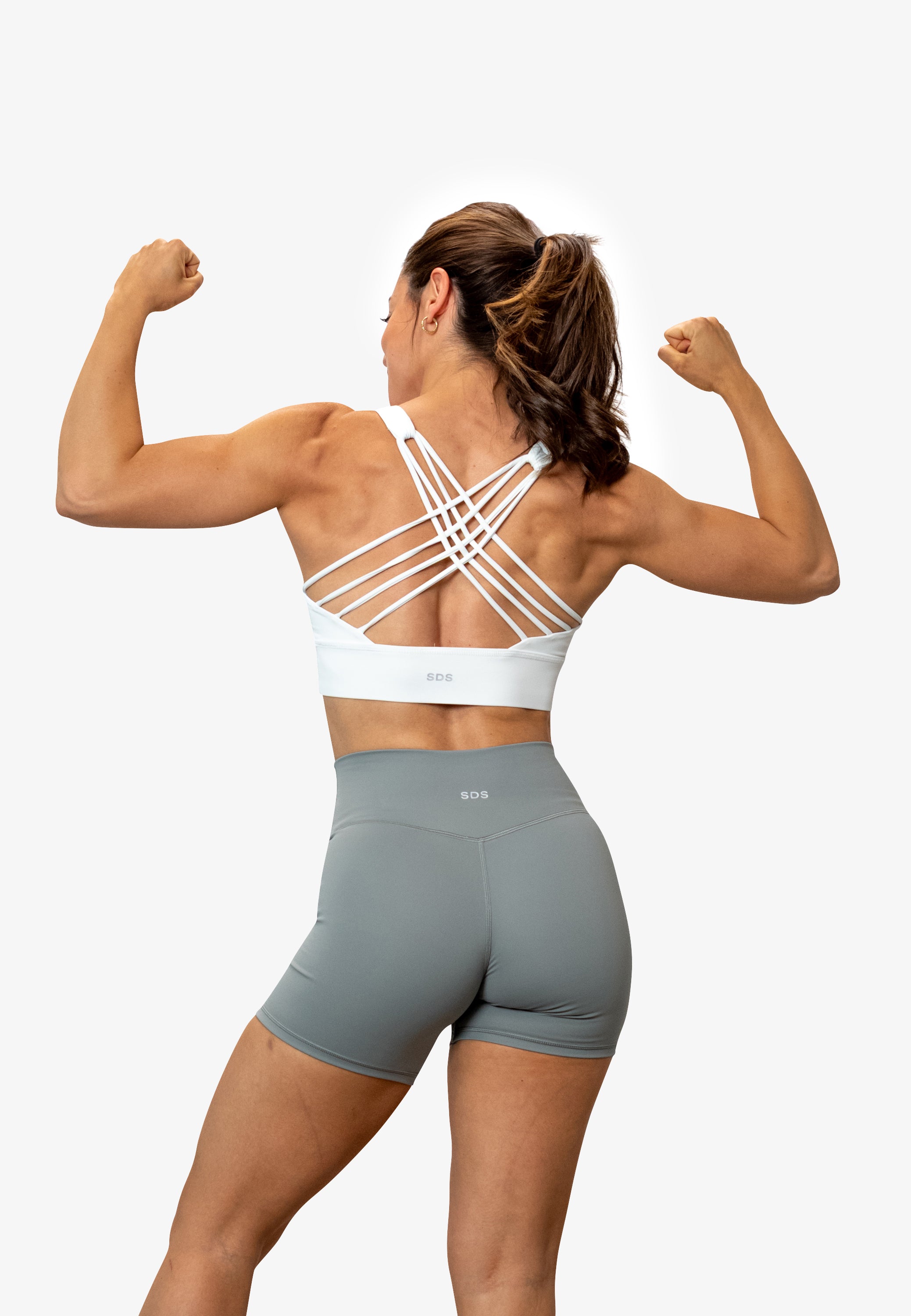 Mid Length Booty Shorts - Light Grey