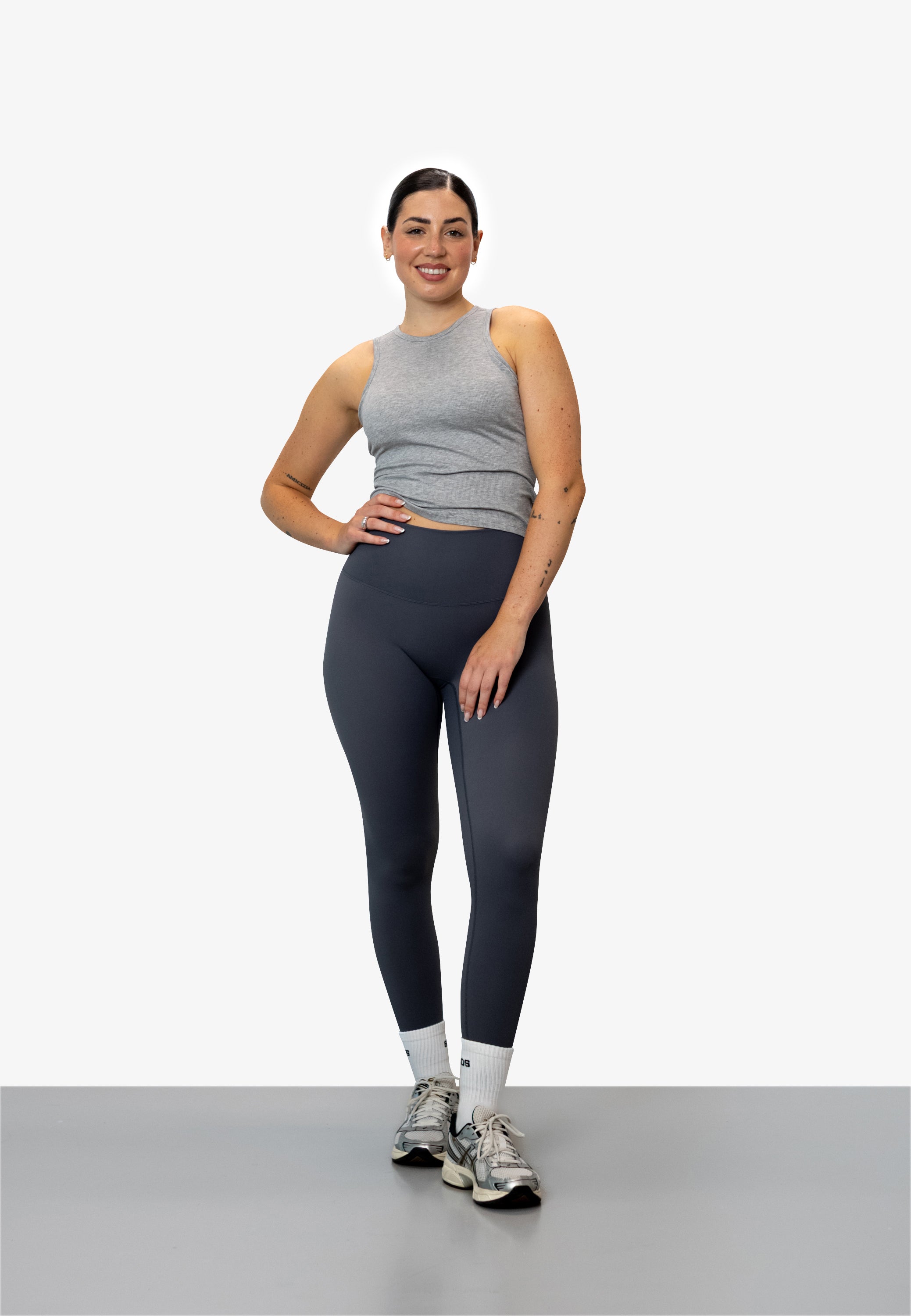 Full Length Rib Tank - Heather Grey