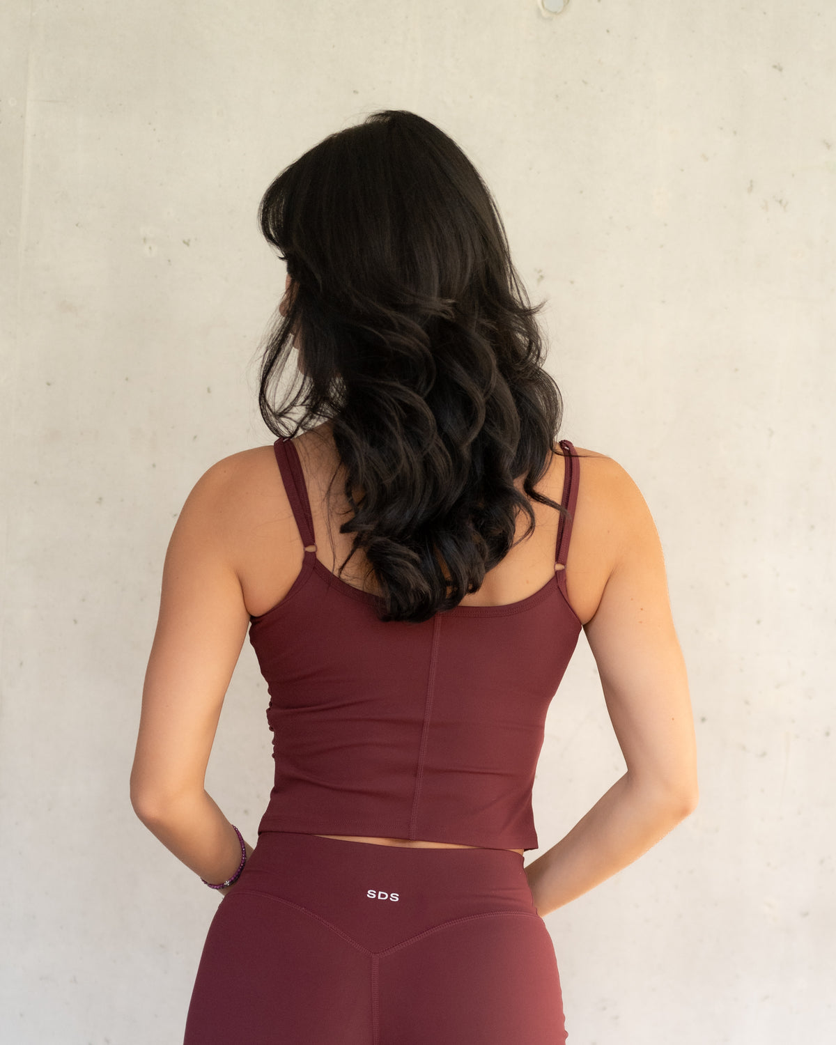 Ruched Waist Tank - Built in Bra - Maroon