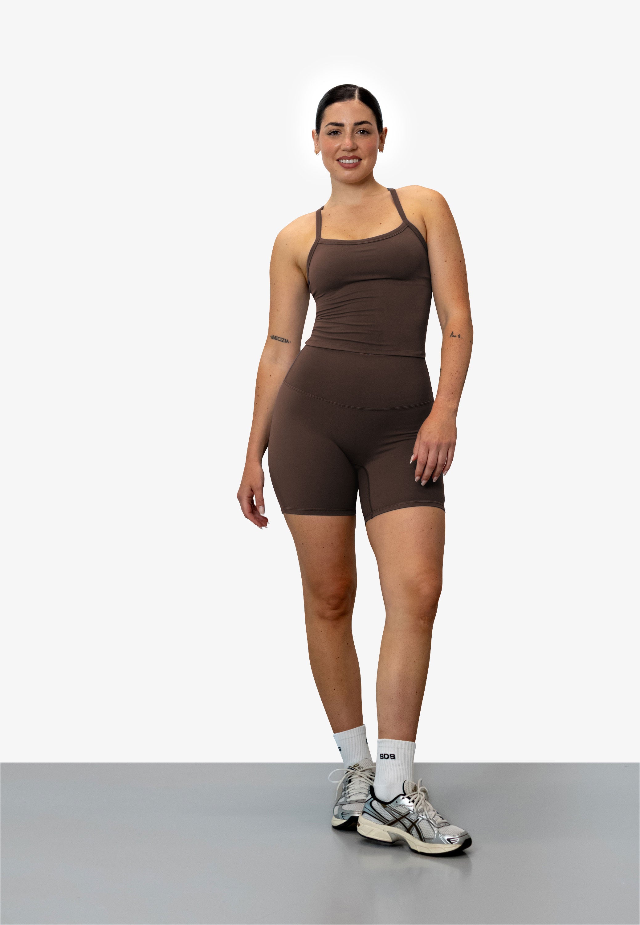 Biker Shorts mid length V3 - Chocolate Brown