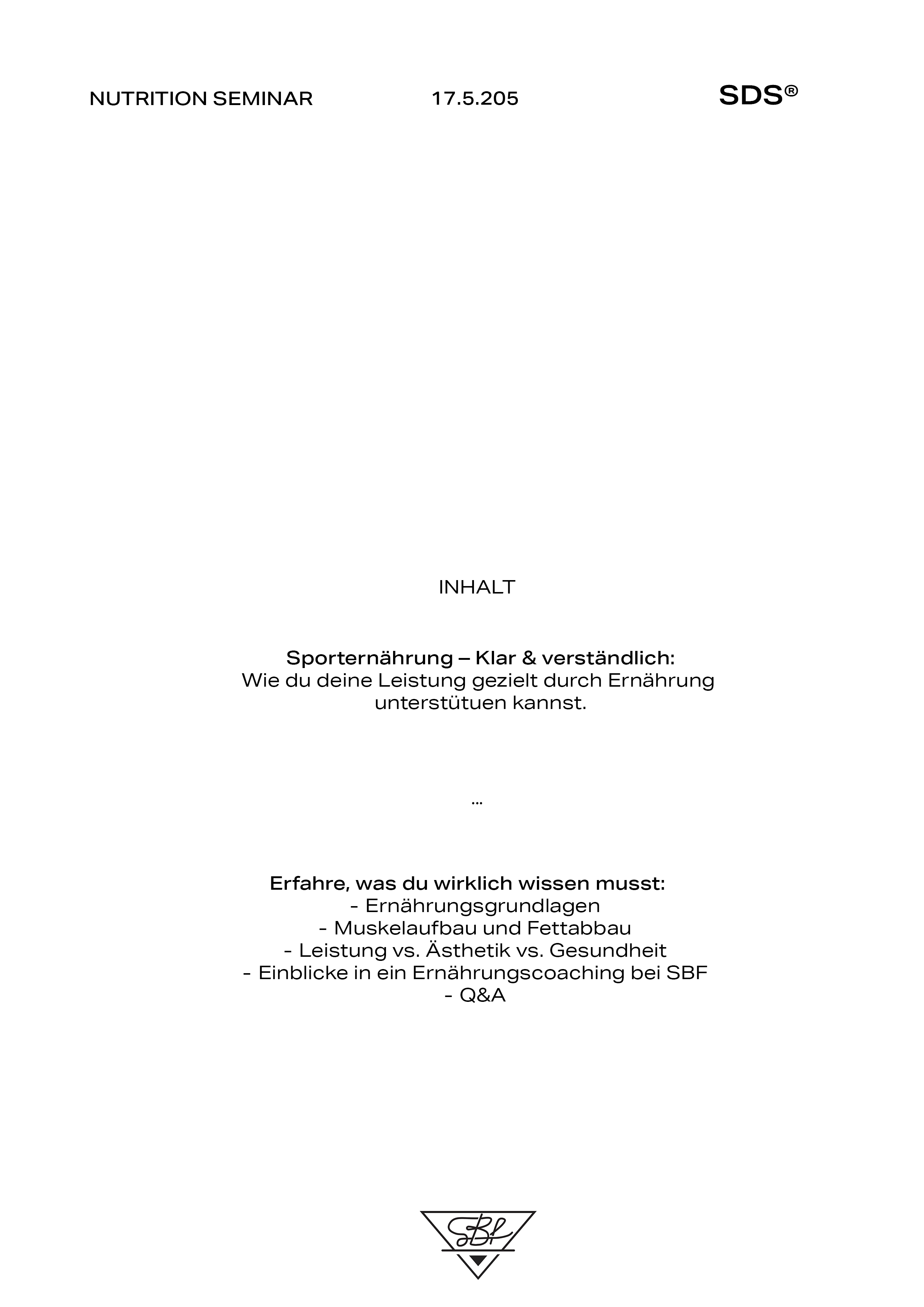KOSTENLOS - Ernährungsseminar