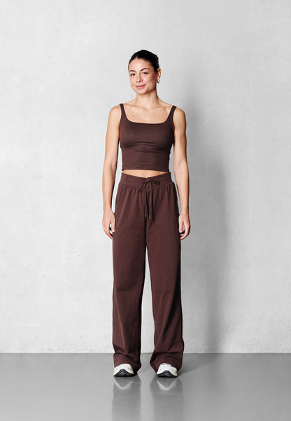 Hose mit weitem Bein aus weichem Fleece - Pariser Braun