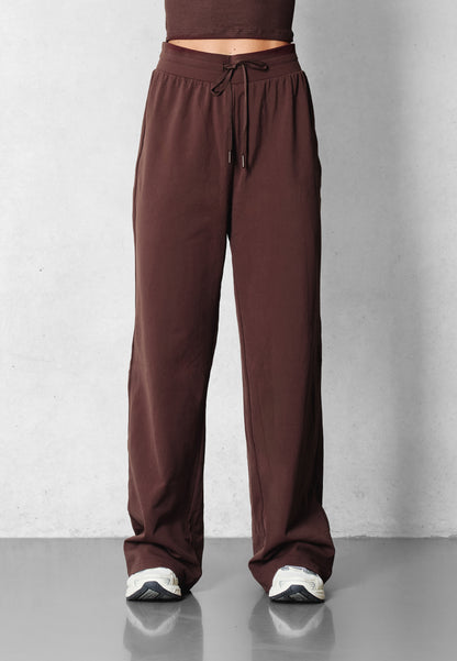 Hose mit weitem Bein aus weichem Fleece - Pariser Braun