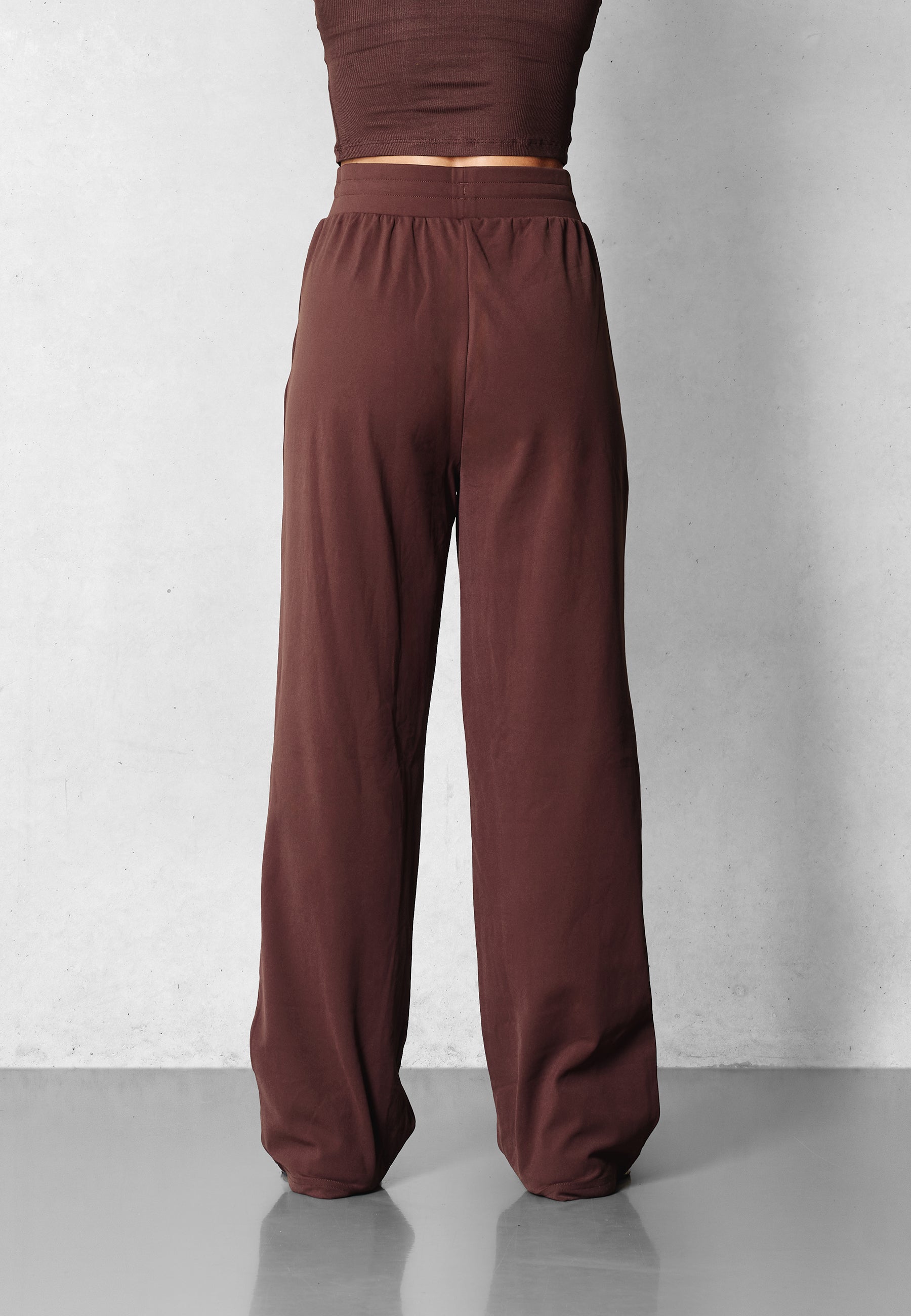 Hose mit weitem Bein aus weichem Fleece - Pariser Braun
