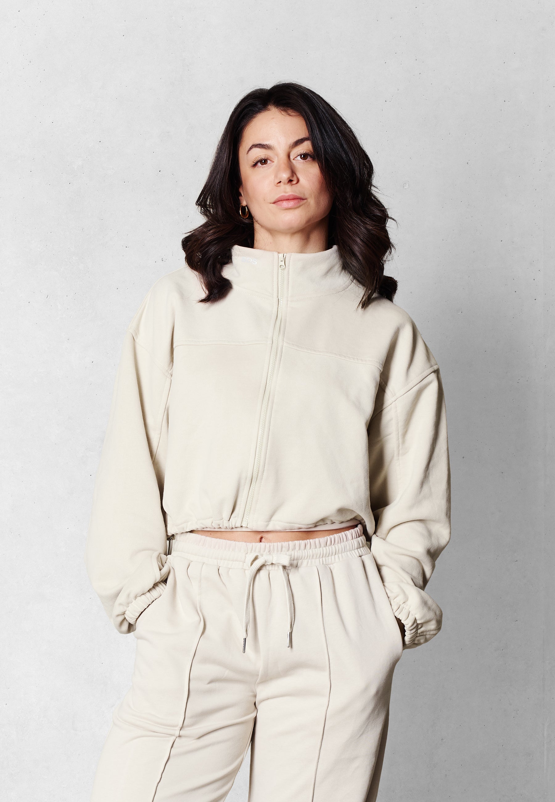Gekürzte Pulloverjacke - Beige