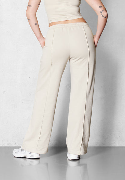Lounge-Hose mit weitem Bein - Beige