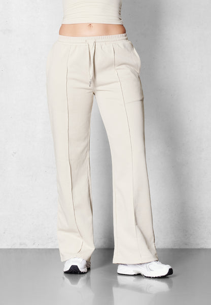 Lounge-Hose mit weitem Bein - Beige