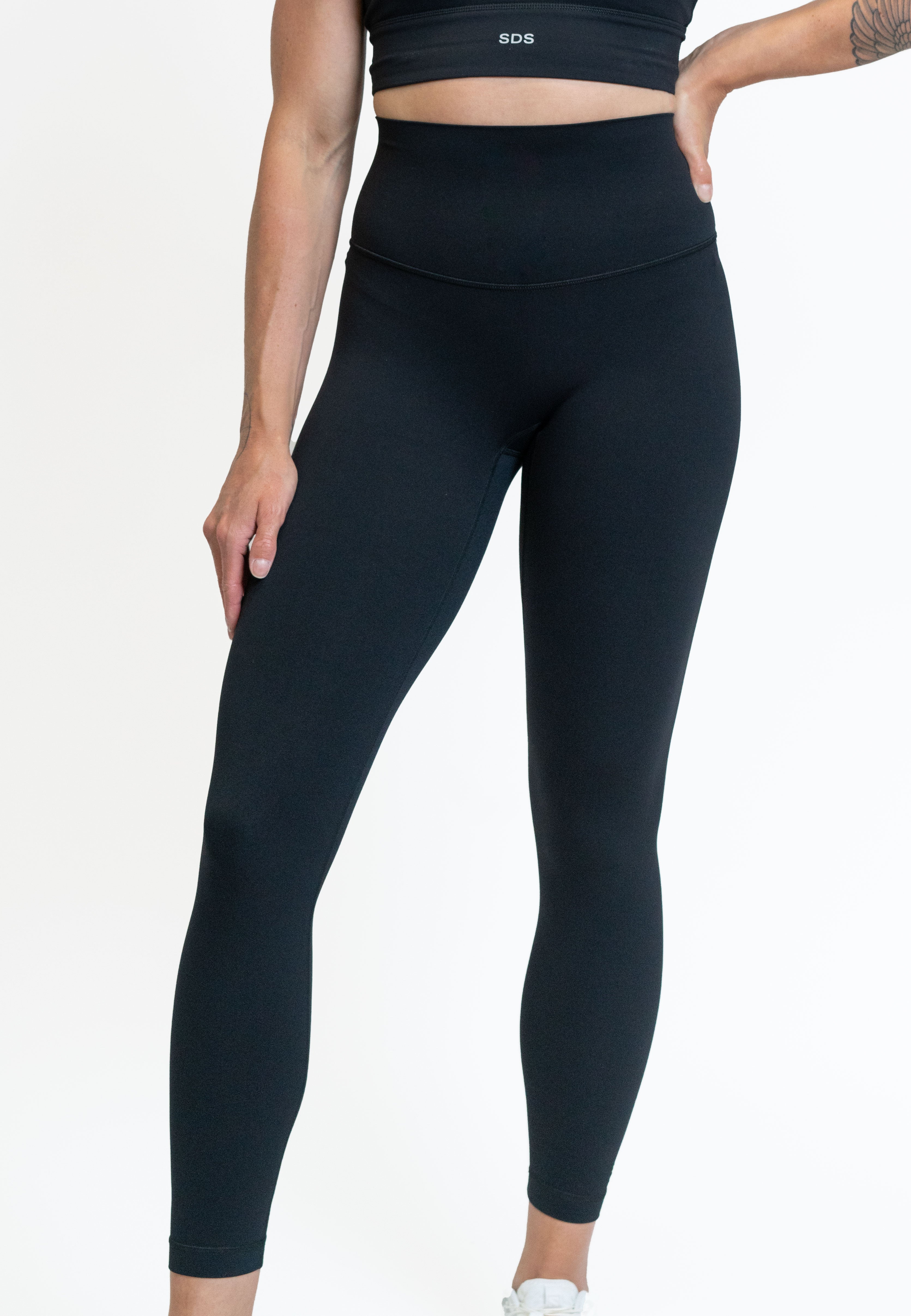 Performance-Tights Hohe Taille - Schwarz