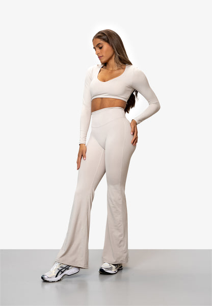 V2 Flare Leggings - Versteckter Knittereffekt - Perle