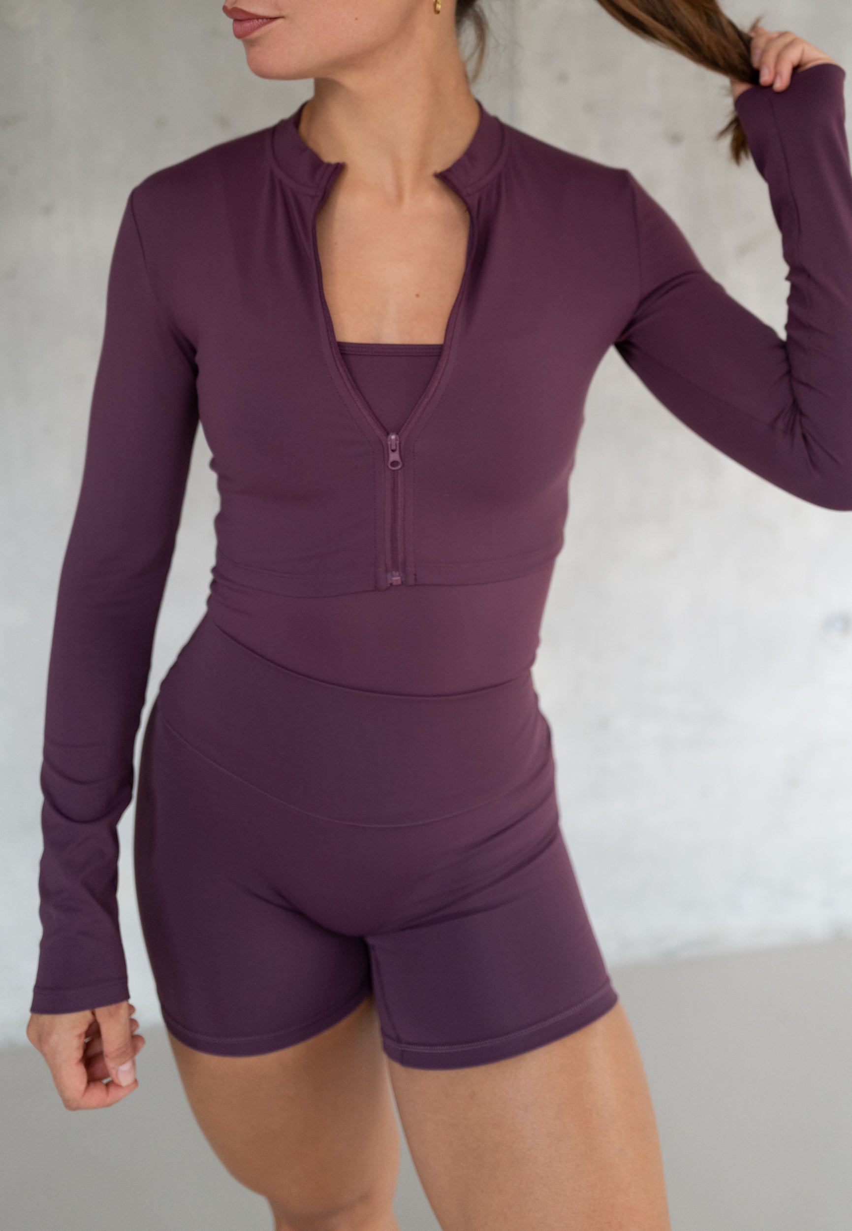 Active Zip Jacket Cropped - Deep Berry