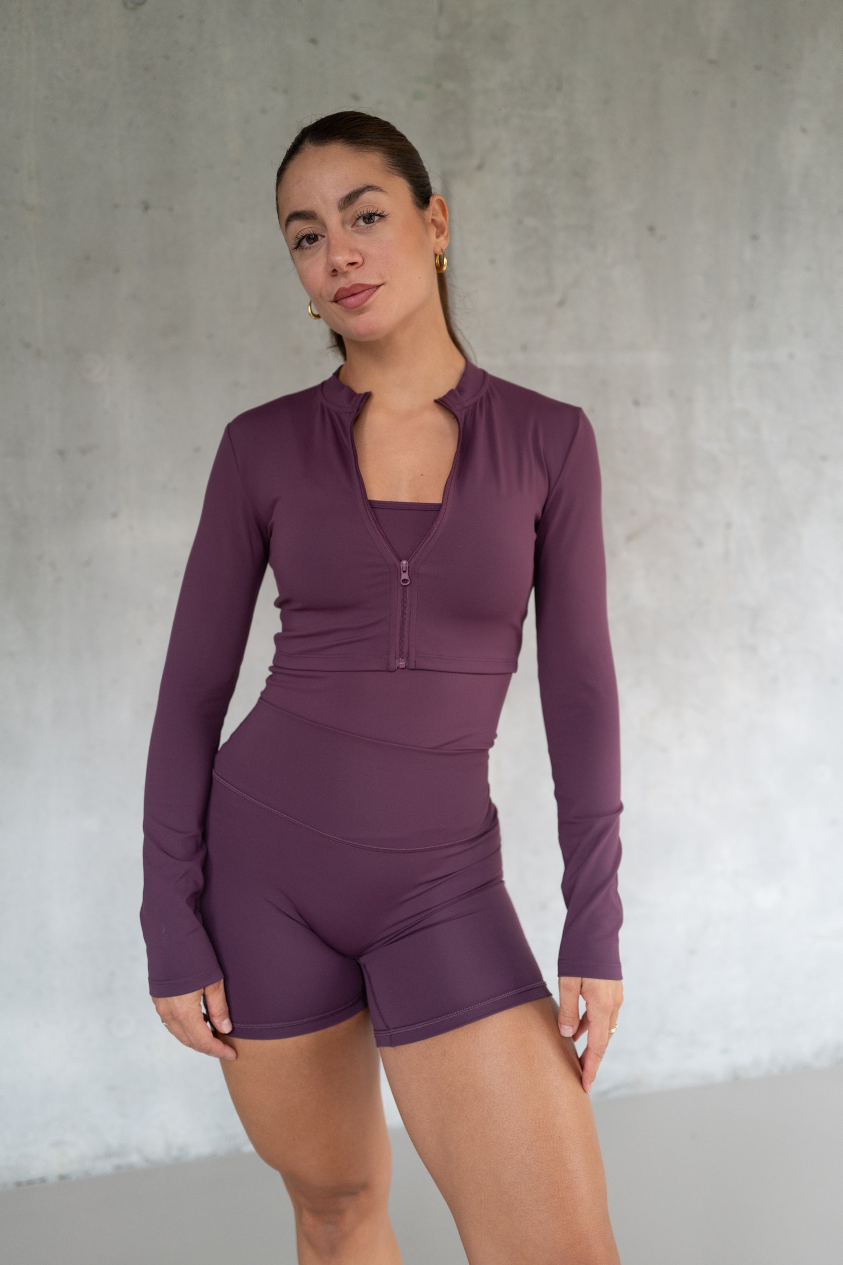 Active Zip Jacket Cropped - Deep Berry