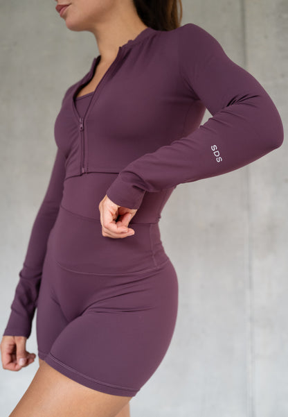 Active Zip Jacket Cropped - Deep Berry
