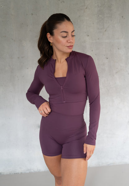 Active Zip Jacket Cropped - Deep Berry