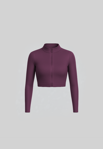 Active Zip Jacket Cropped - Deep Berry