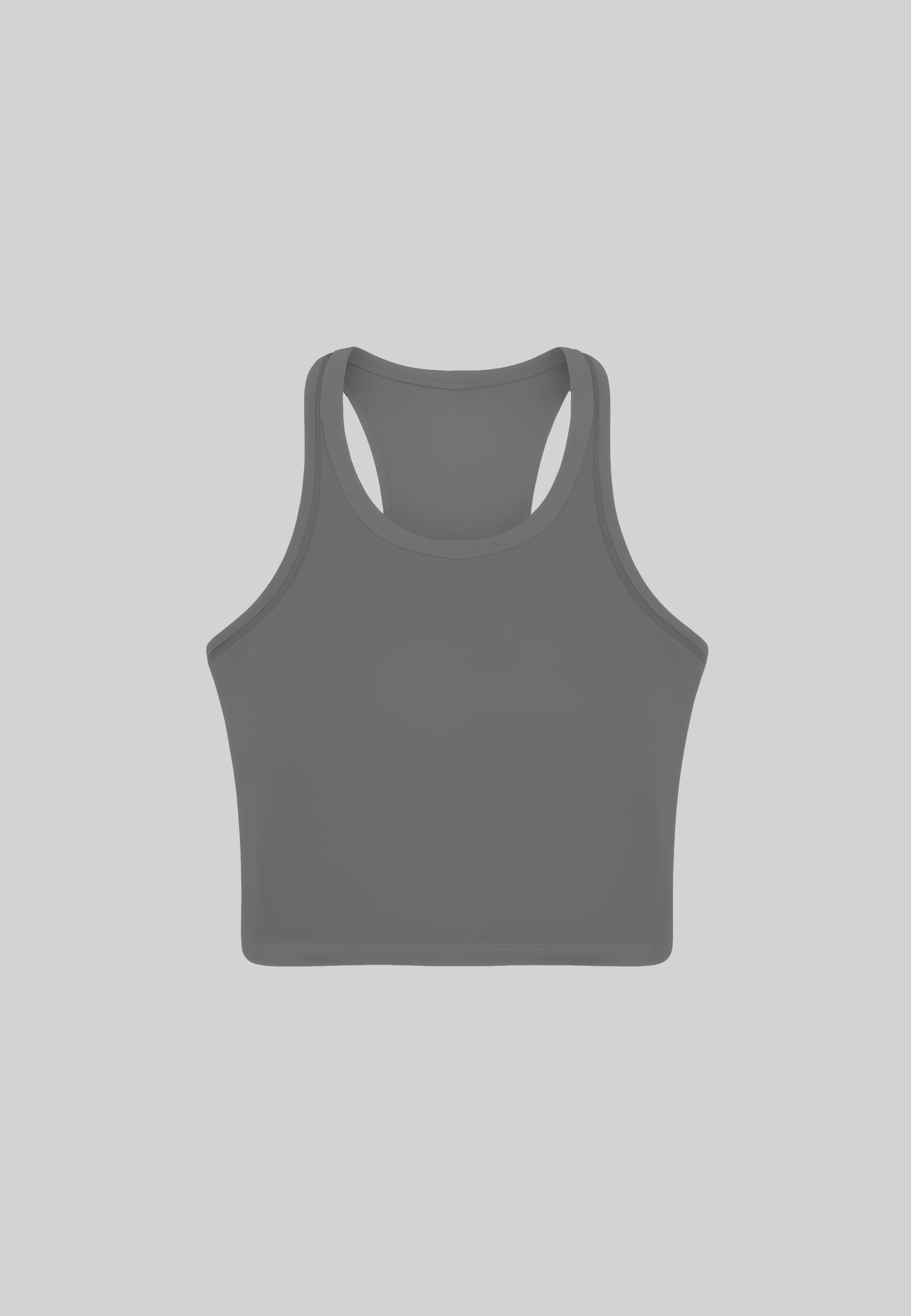 Geripptes Racer Back Crop Top - Grau