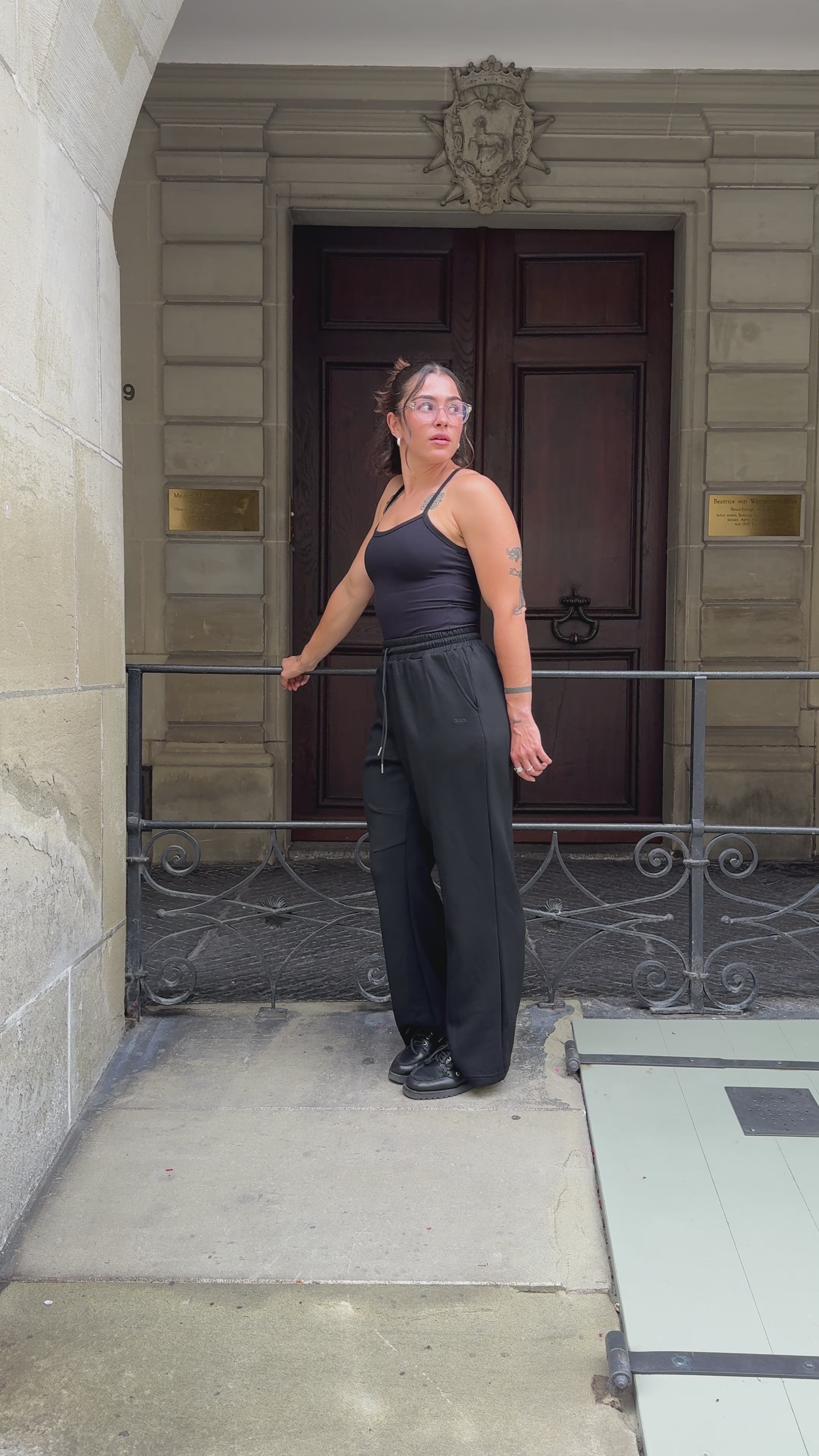 Load video: Wide Leg Pants - Black