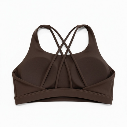 Hybrid High Neck Bra - Chocolate Brown