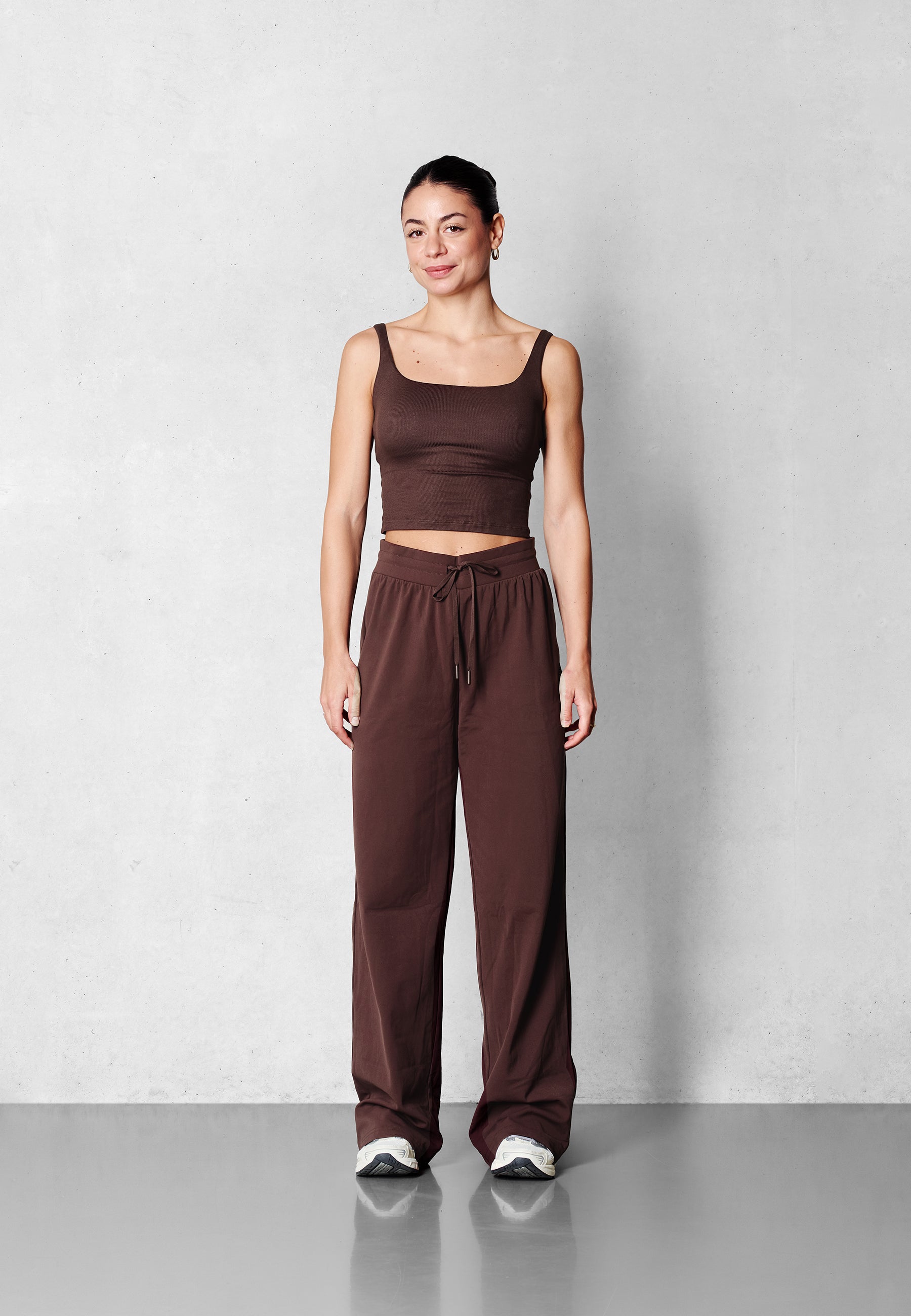 Wide leg soft fleece Pants - Parisian Brown