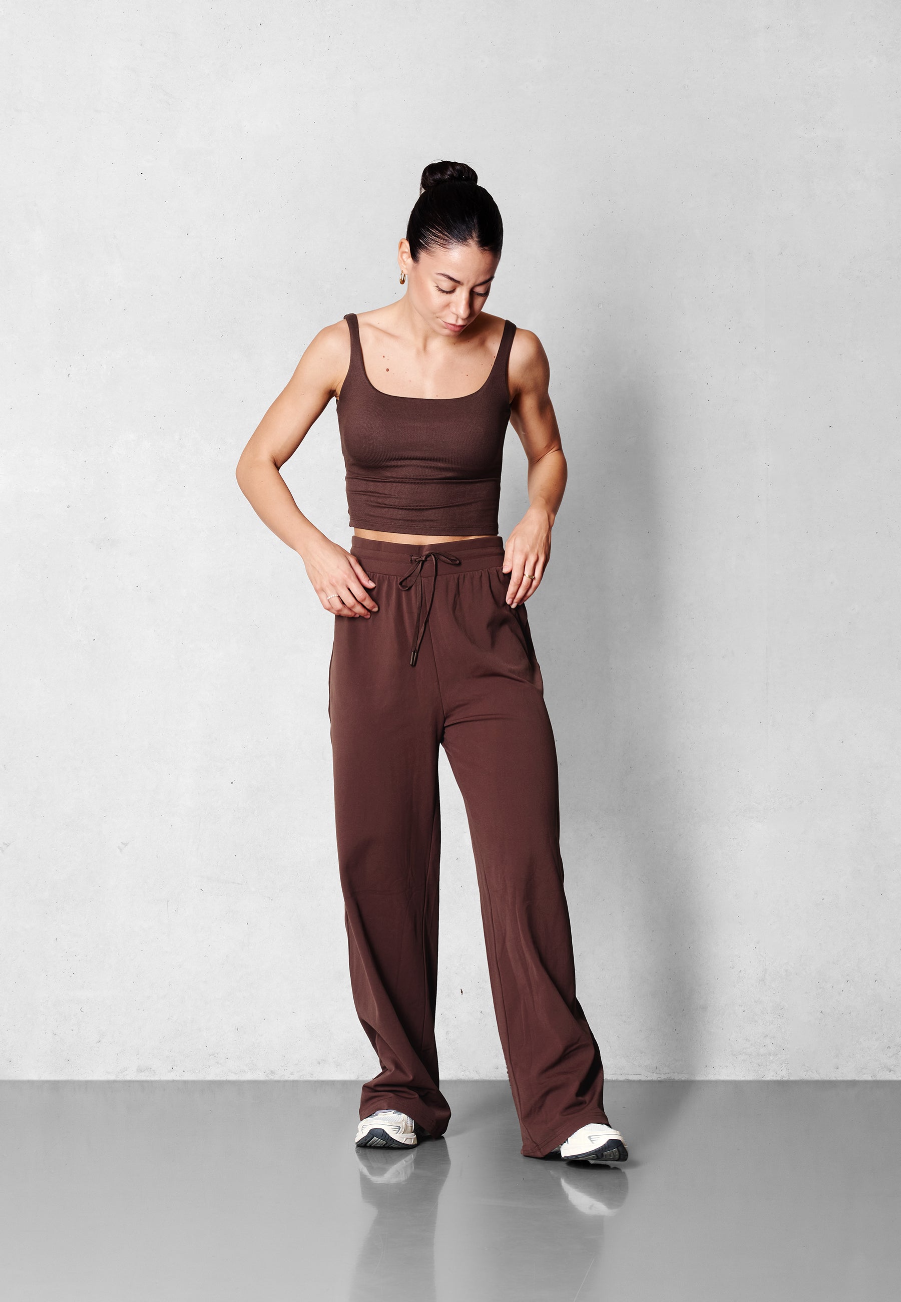 Wide leg soft fleece Pants - Parisian Brown