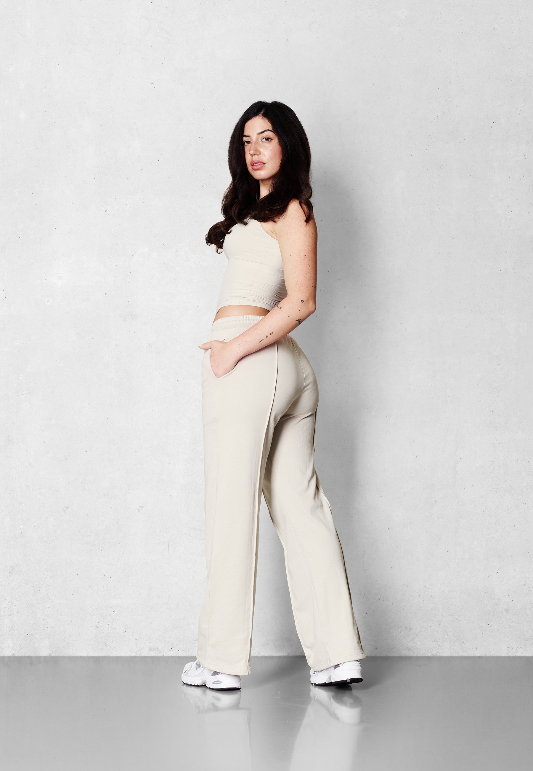 Wide Leg Lounge Pants - Beige