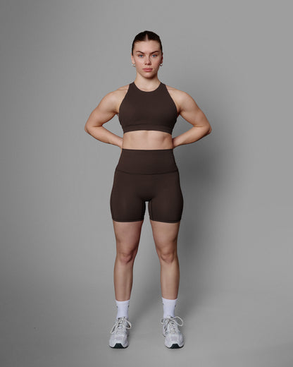 Hybrid High Neck Bra - Chocolate Brown