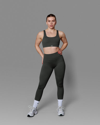 Open Back Bra - Impact - Stone Green